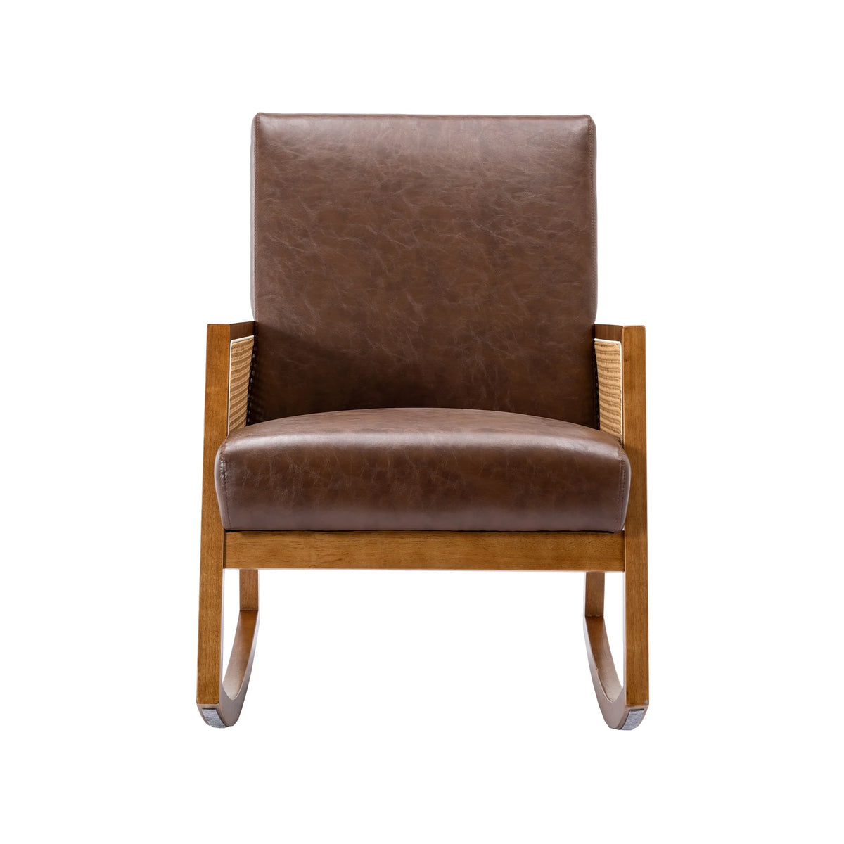 Upholstered Tall Back Rocking Chair, Smooth Gliding Accent Armchair for Comfortable Living Room Seating