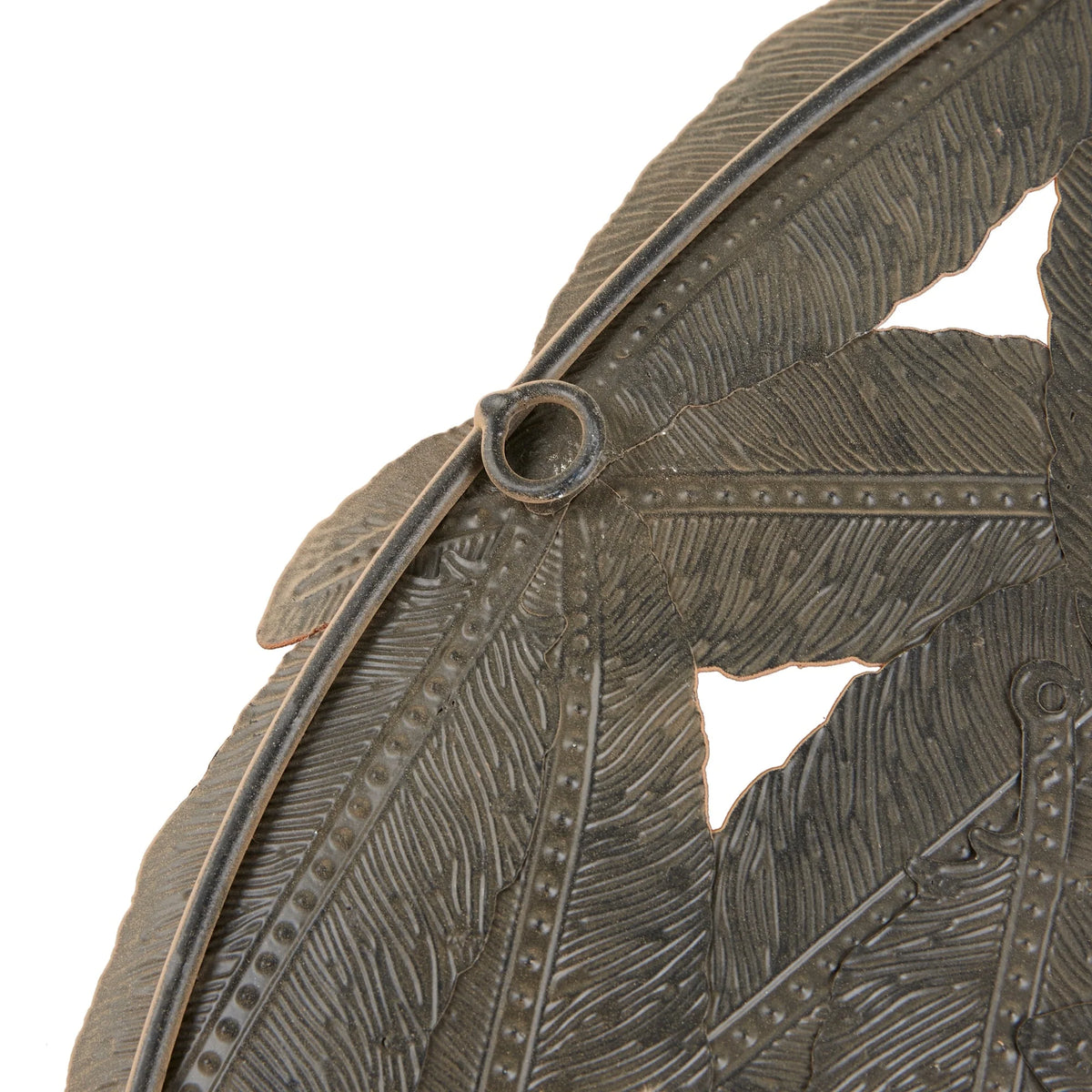 Textured Feather 3-Piece Metal Disc Wall Decor Set, Decorative Wall Art for Home