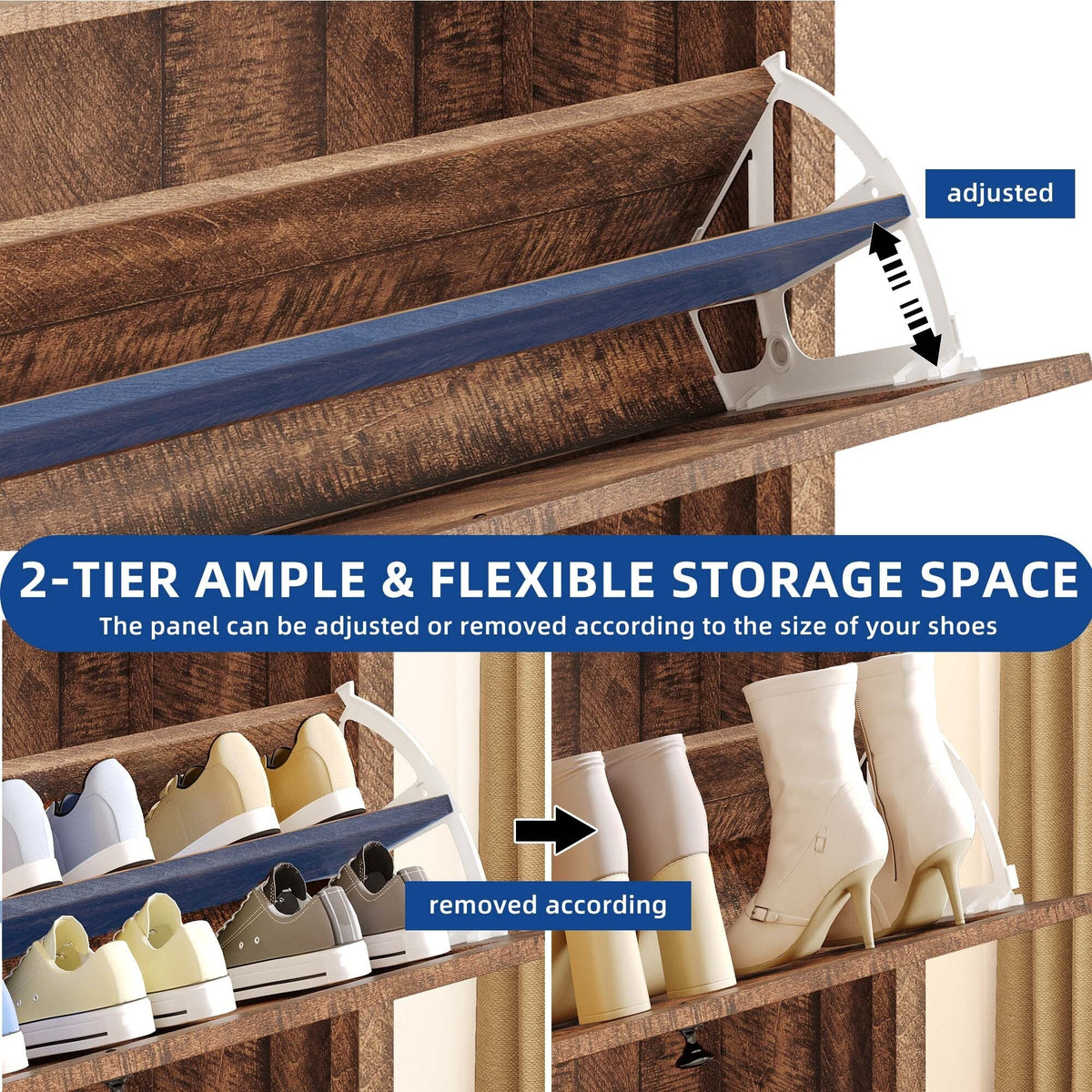 Shoe Storage Cabinet Organizer with 2 Compartments, Entryway and Hallway Shoe Cabinet