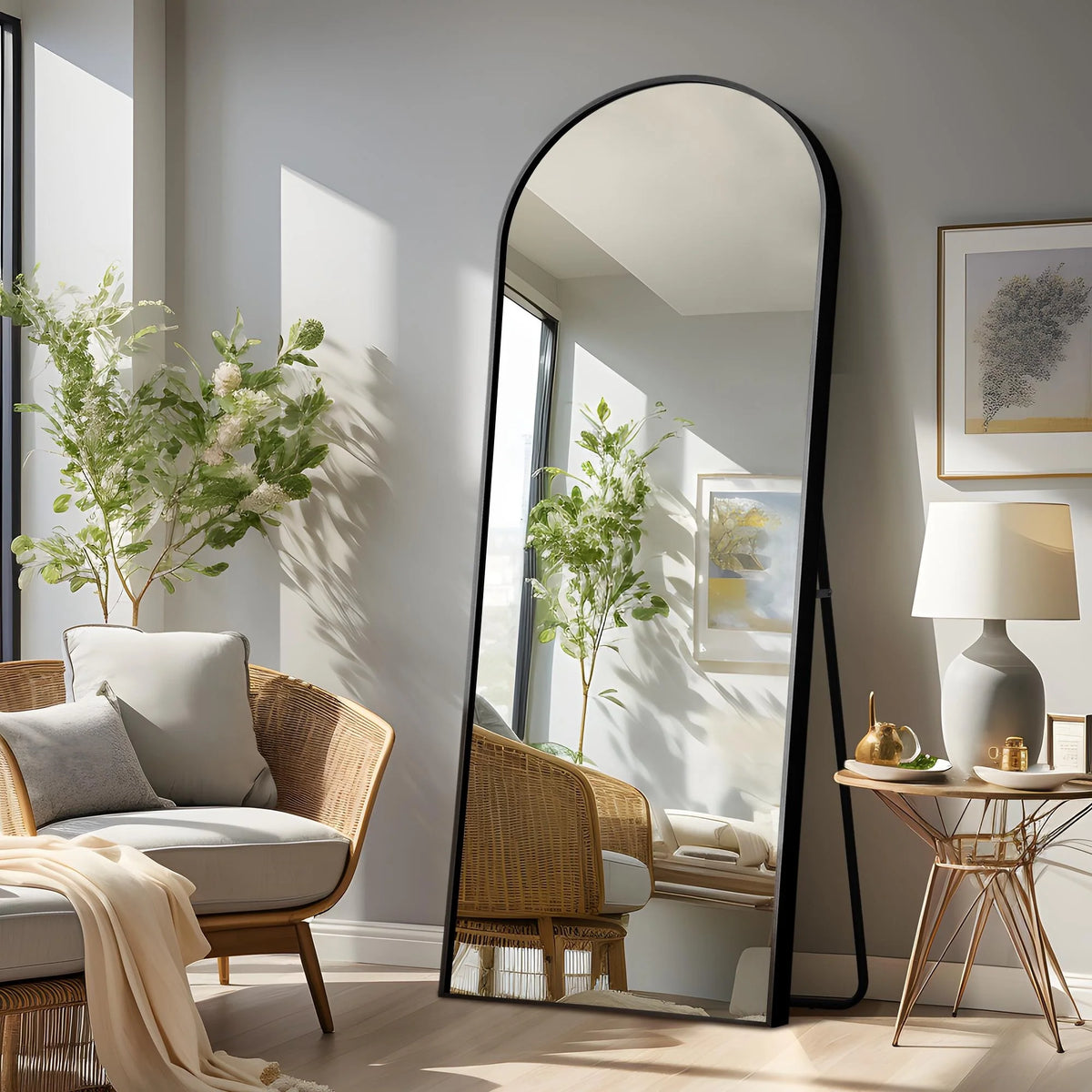 Arched Full Length Floor Mirror, Large Full Body Standing and Wall Mounted Mirror for Bedroom, Living Room and Home Decor