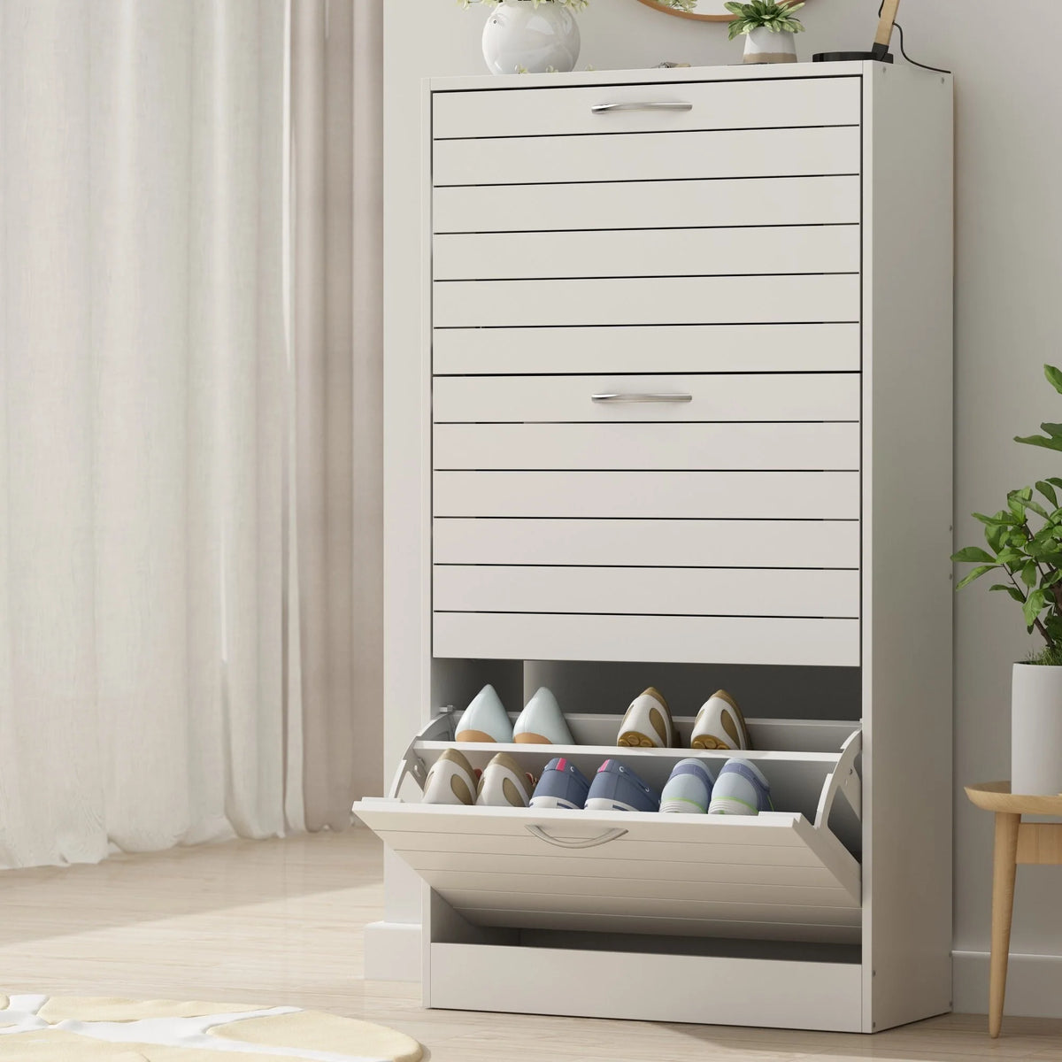 Modern Shoe Storage Cabinet for Entryway and Hallway, Space-Saving Shoe Organizer