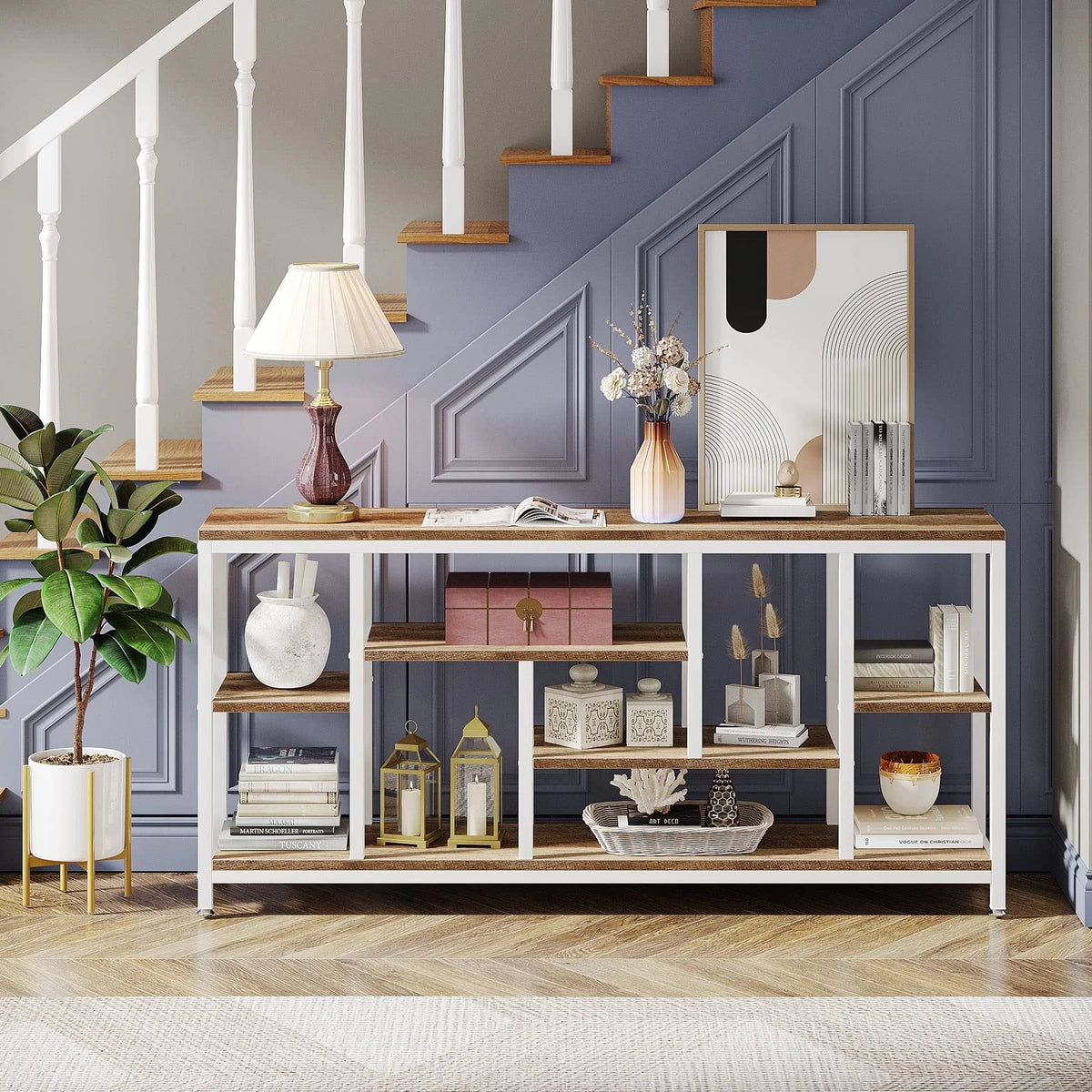 70.9 Inch Console Sofa Table with Storage, 3-Tier Entryway Table for Hallway