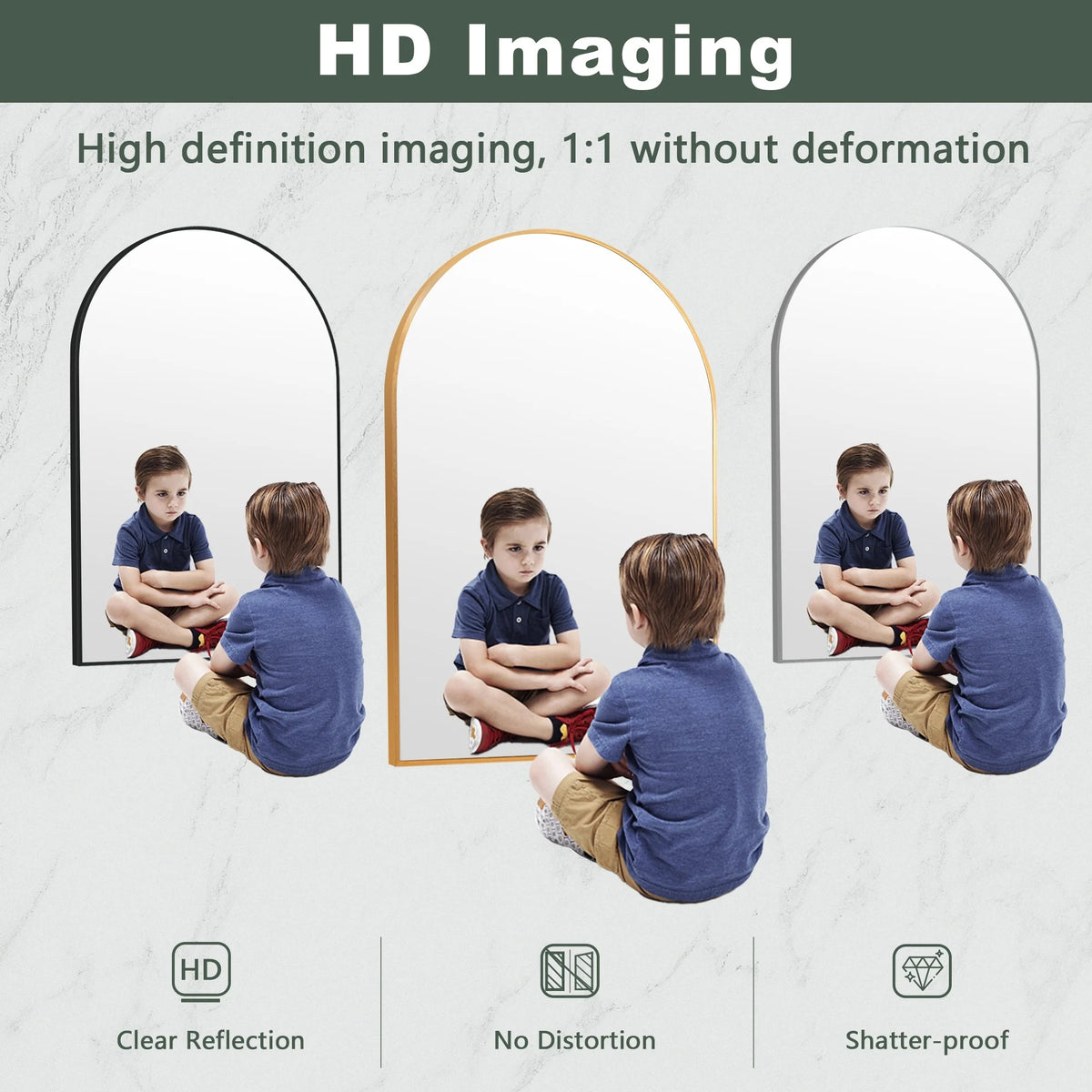 2 Pack 36x24 Inch Arched Bathroom Vanity Mirrors, Wall Mounted Decorative Mirrors for Bathroom and Bedroom