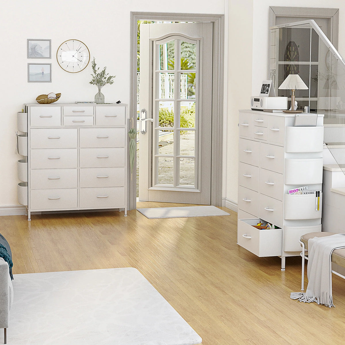 12 Drawer Fabric Dresser, Tall Bedroom Chest of Drawers with Storage