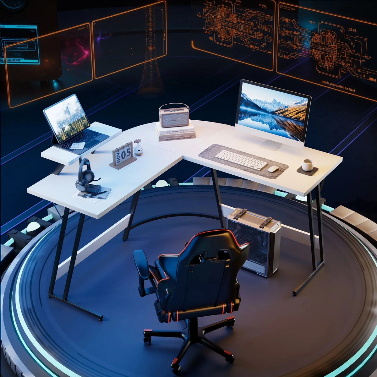 L-Shaped Gaming Desk, Computer Corner Desk and Office Writing Desk for Home