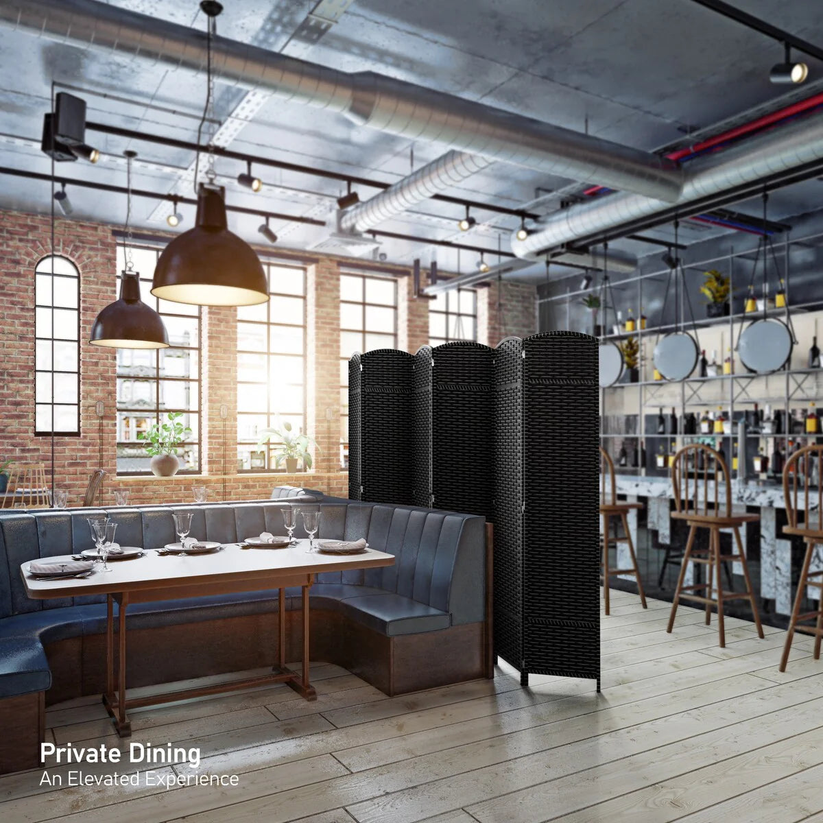 6 Panel Room Divider, 6ft Tall Extra Wide Folding Privacy Screen with Hand-Woven Mesh Panels