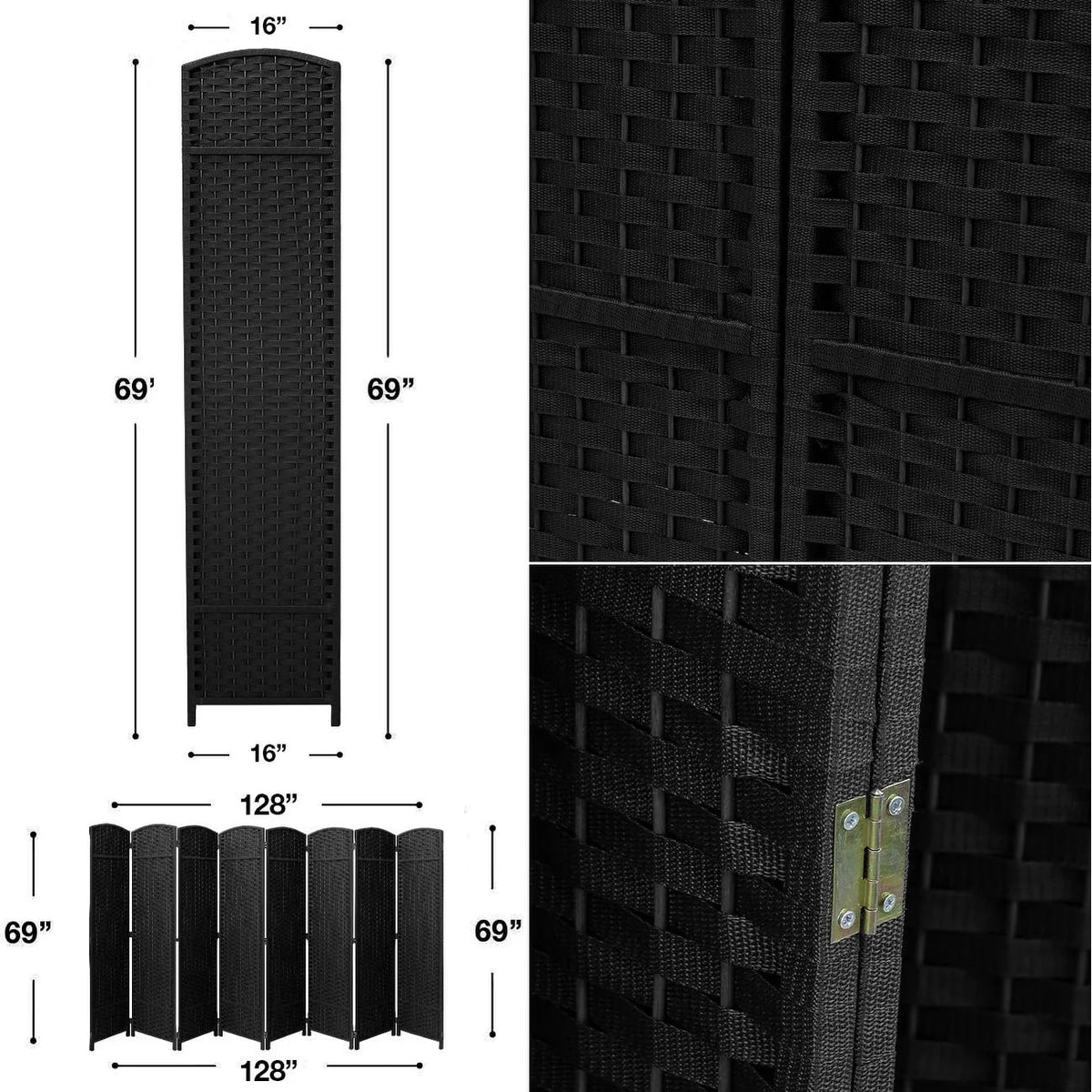 Tall Folding Room Divider Screen, Portable Privacy Partition Wall Panel for Bedroom, Living Room and Office