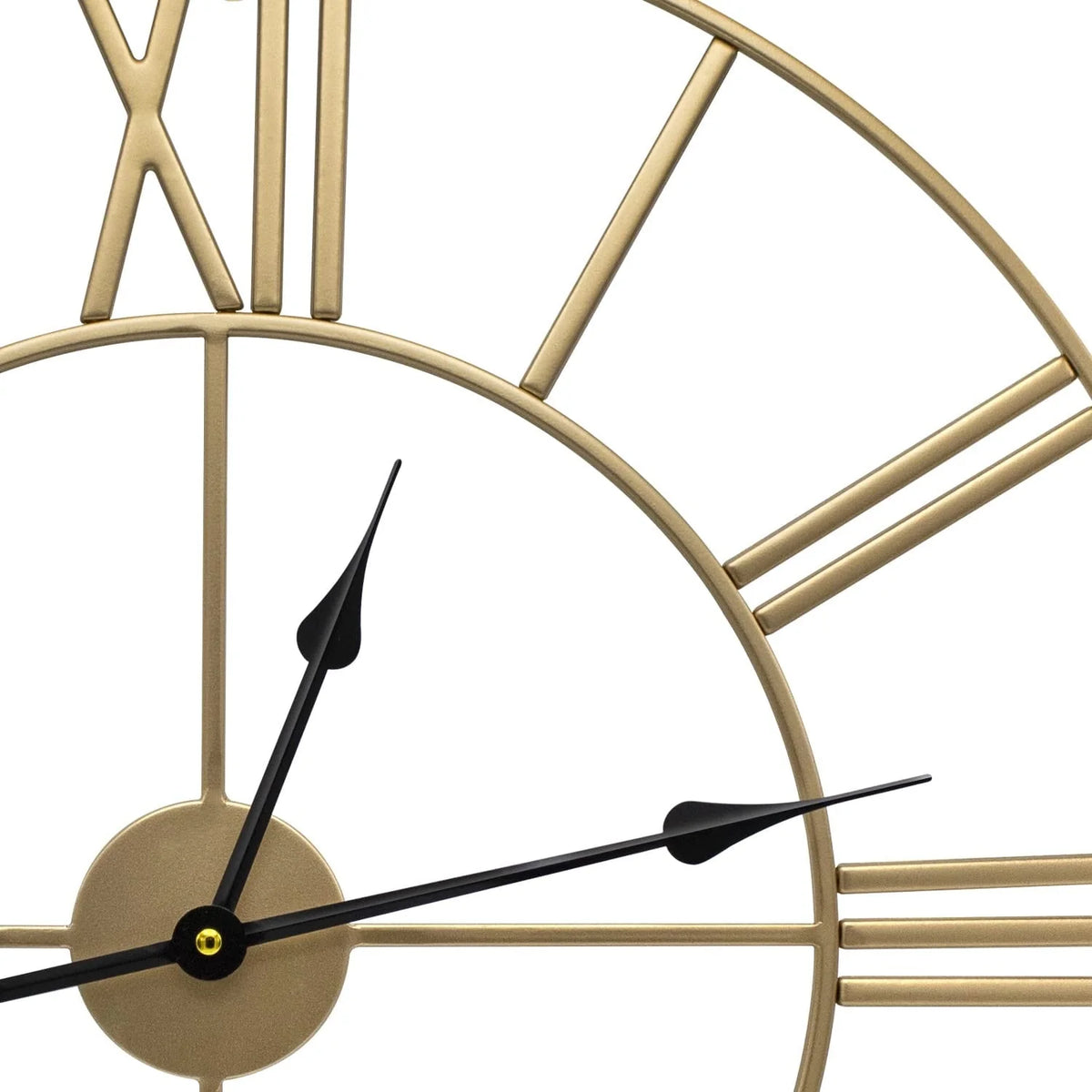 24 Inch Large Round Gold Metal Wall Clock, Decorative Analog Clock for Home