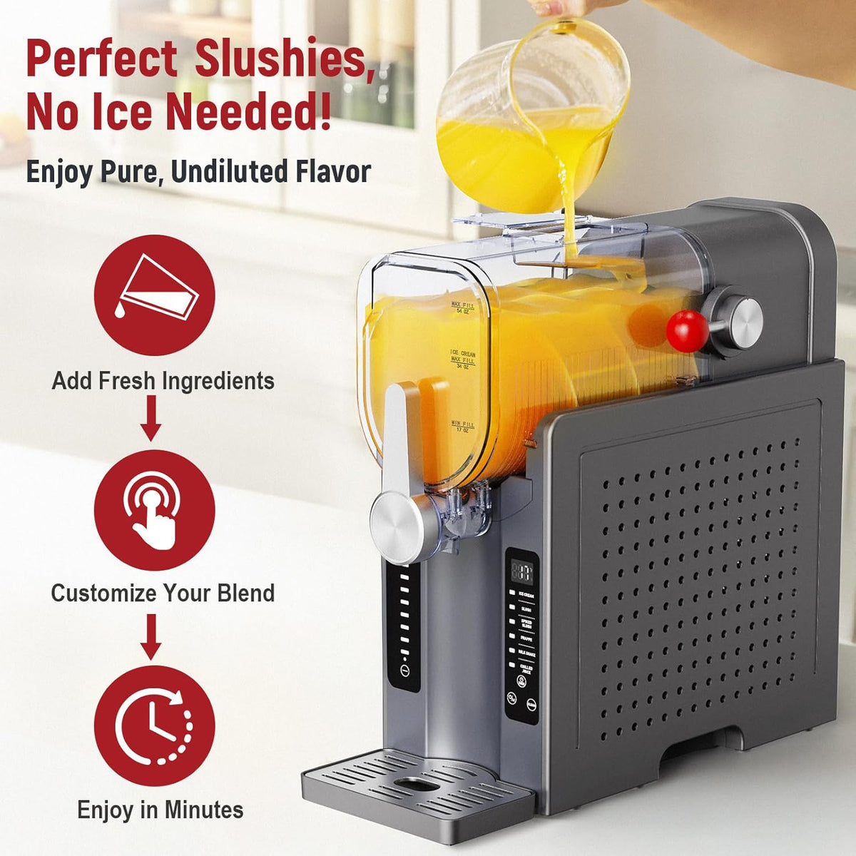 All-In-One Slushie Maker, Frozen Drink Machine for Smoothies, Milkshakes and Ice Cream