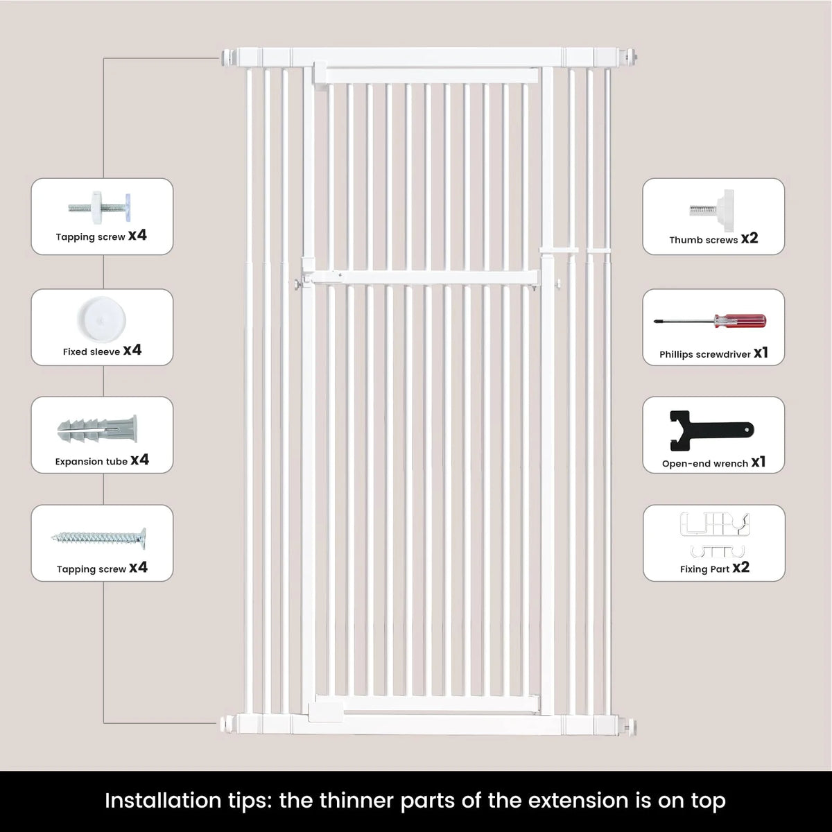 Extra Tall Cat Gate 51"-87", Wide Adjustable Pet Safety Gate for Doorways and Home