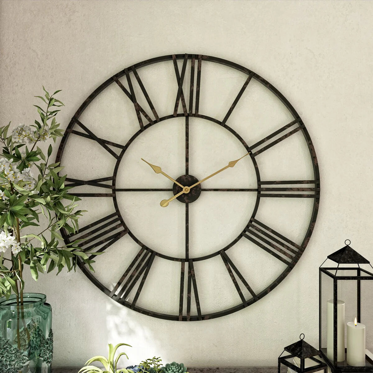 Modern Round Metal Wall Clock, Decorative Circular Hanging Clock for Living Room, Bedroom and Office