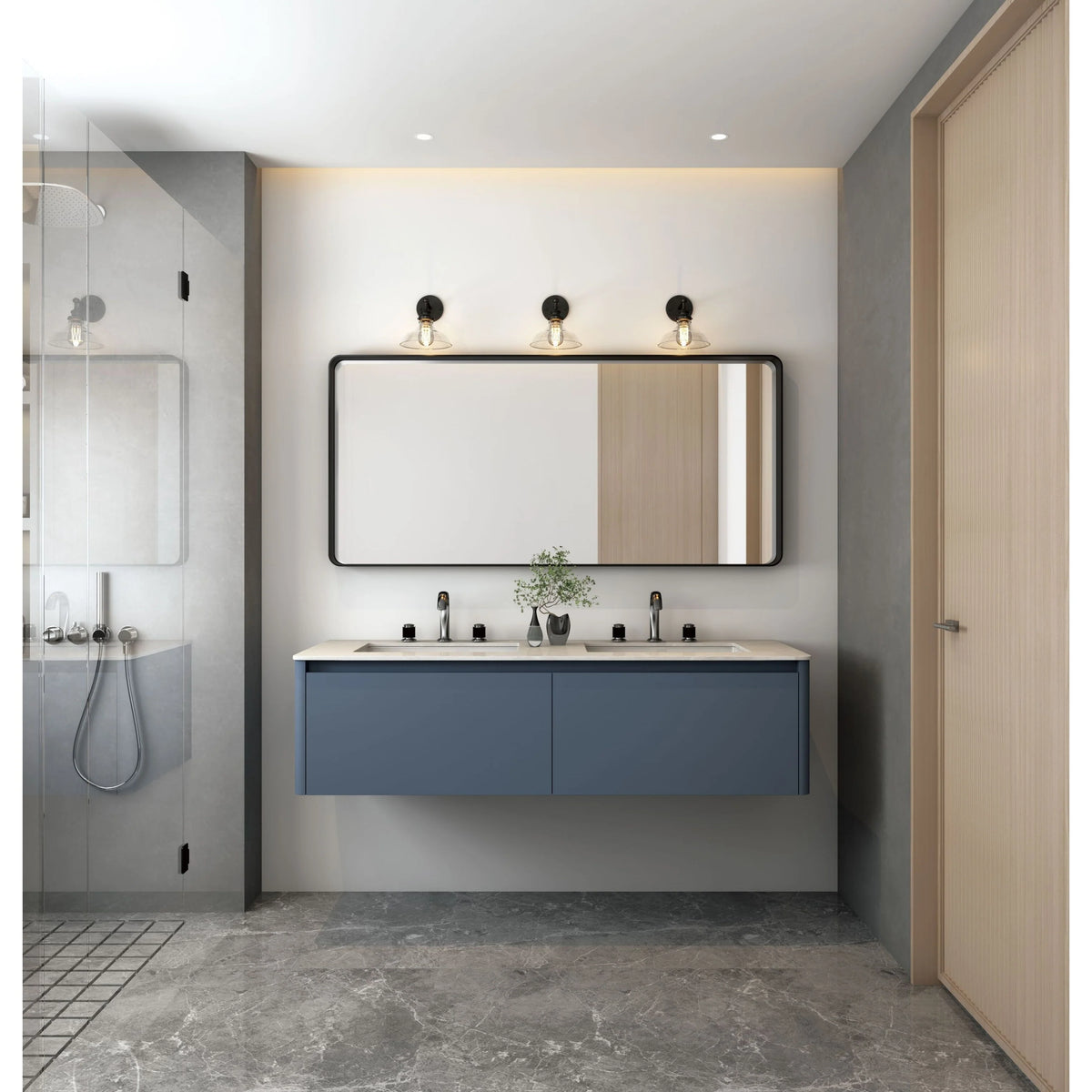 Aluminum Alloy Rounded Corner Vanity Mirror, Modern Wall Mounted Mirror for Bathroom, Bedroom and Home Decor