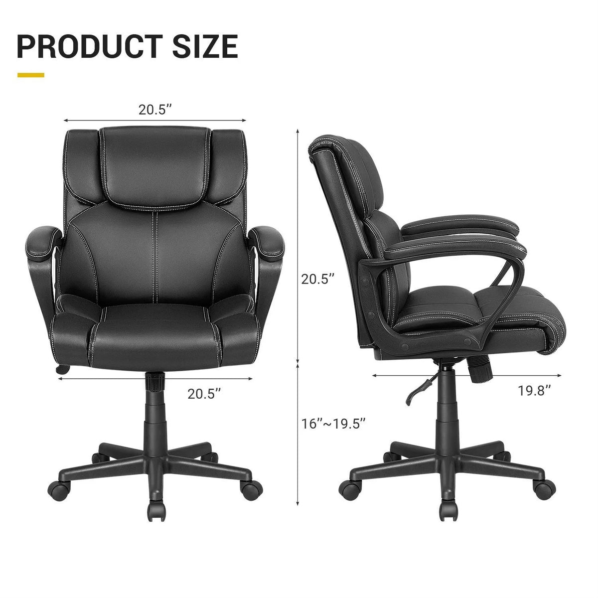 Mid Back Office Chair, Ergonomic Swivel Computer Task Chair for Home Office, Work and Study