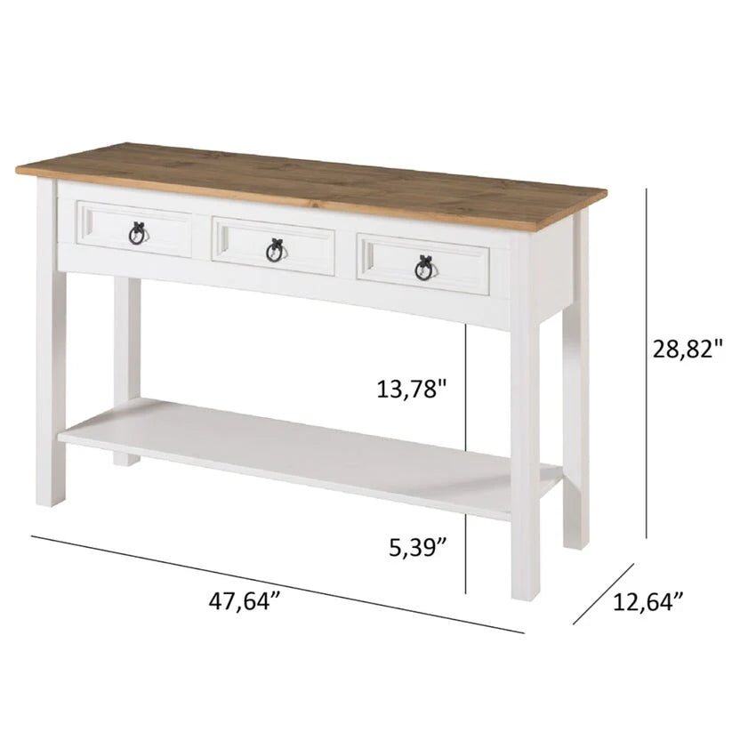 Wood Console Table with 3 Drawers, Entryway Hallway Storage and Display Table for Home