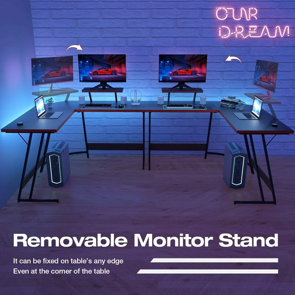 L Shaped Gaming Desk, Corner Computer PC Workstation for Gaming, Home Office and Study