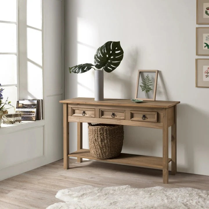 Wood Console Table with 3 Drawers, Entryway Hallway Storage and Display Table for Home