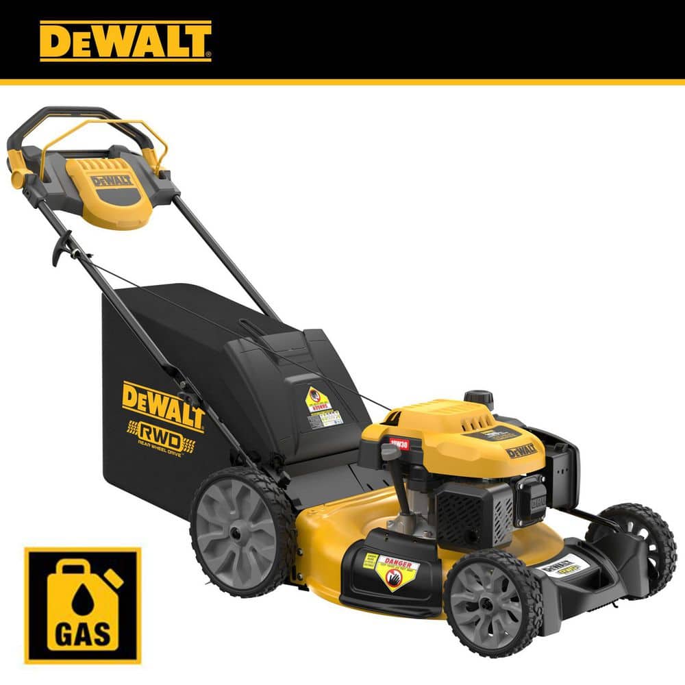 DEWALT DW12ABP3RJ039 - 21 in. 196cc E-GOV Engine 3-in-1 Gas RWD Self-Propelled Lawn Mower with High Rear Wheels