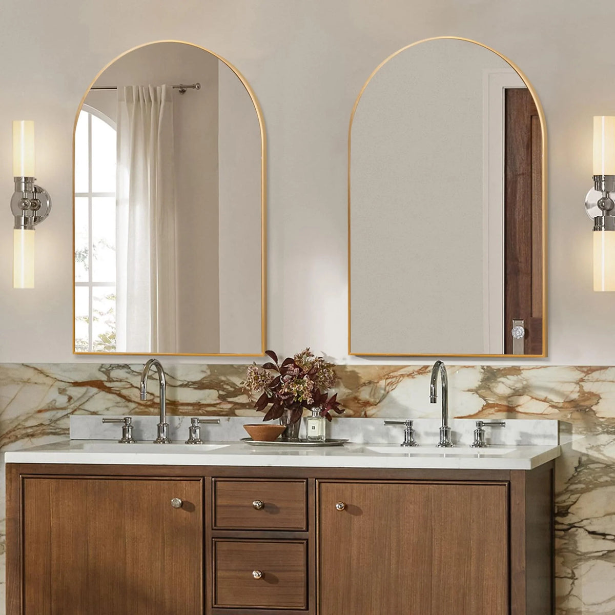 2 Pack 36x24 Inch Arched Bathroom Vanity Mirrors, Wall Mounted Decorative Mirrors for Bathroom and Bedroom