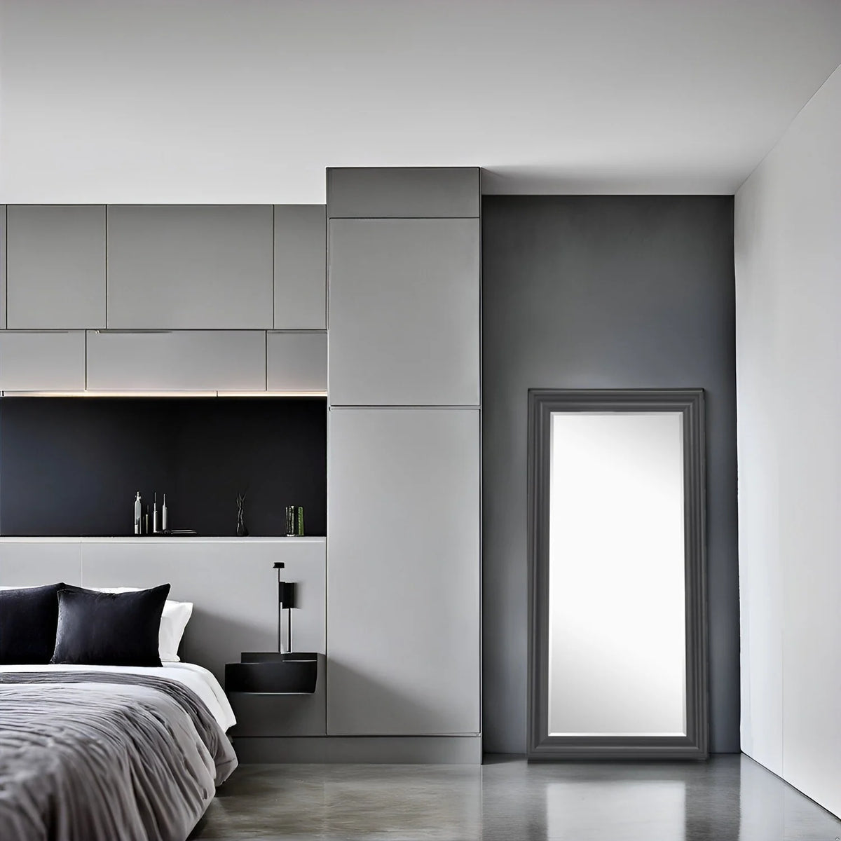 Tall Full Length Mirror, Oversized Rectangle Full Body Wall Mounted Mirror with Smooth Faux Wood Frame