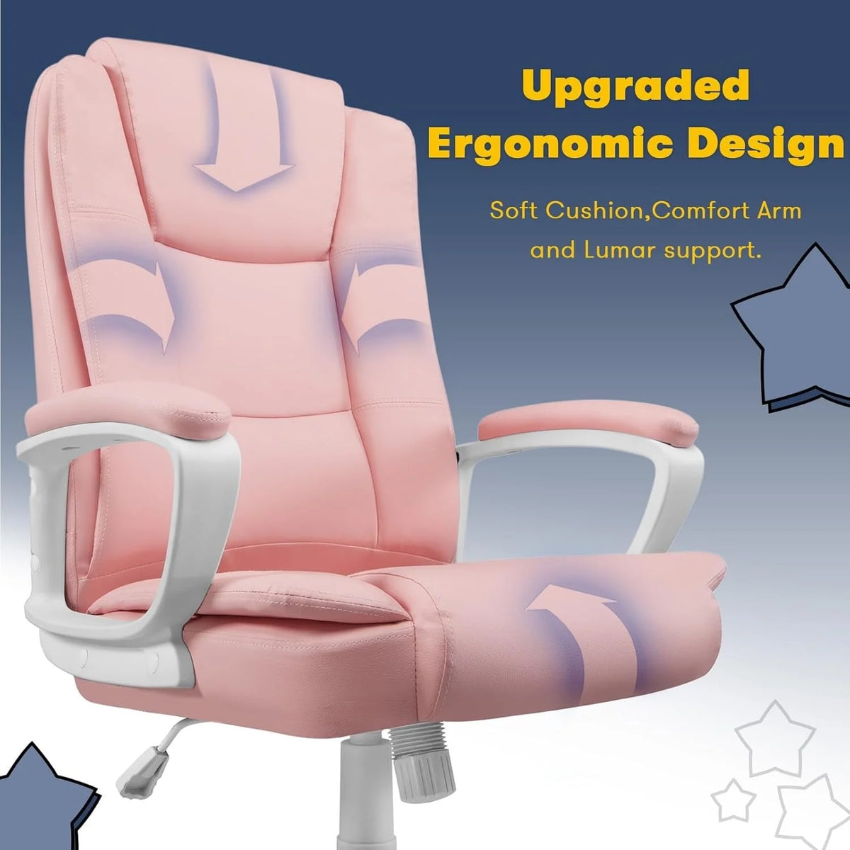 Big and Tall Executive Office Chair, High Back Ergonomic Leather Chair, 400 lb Capacity