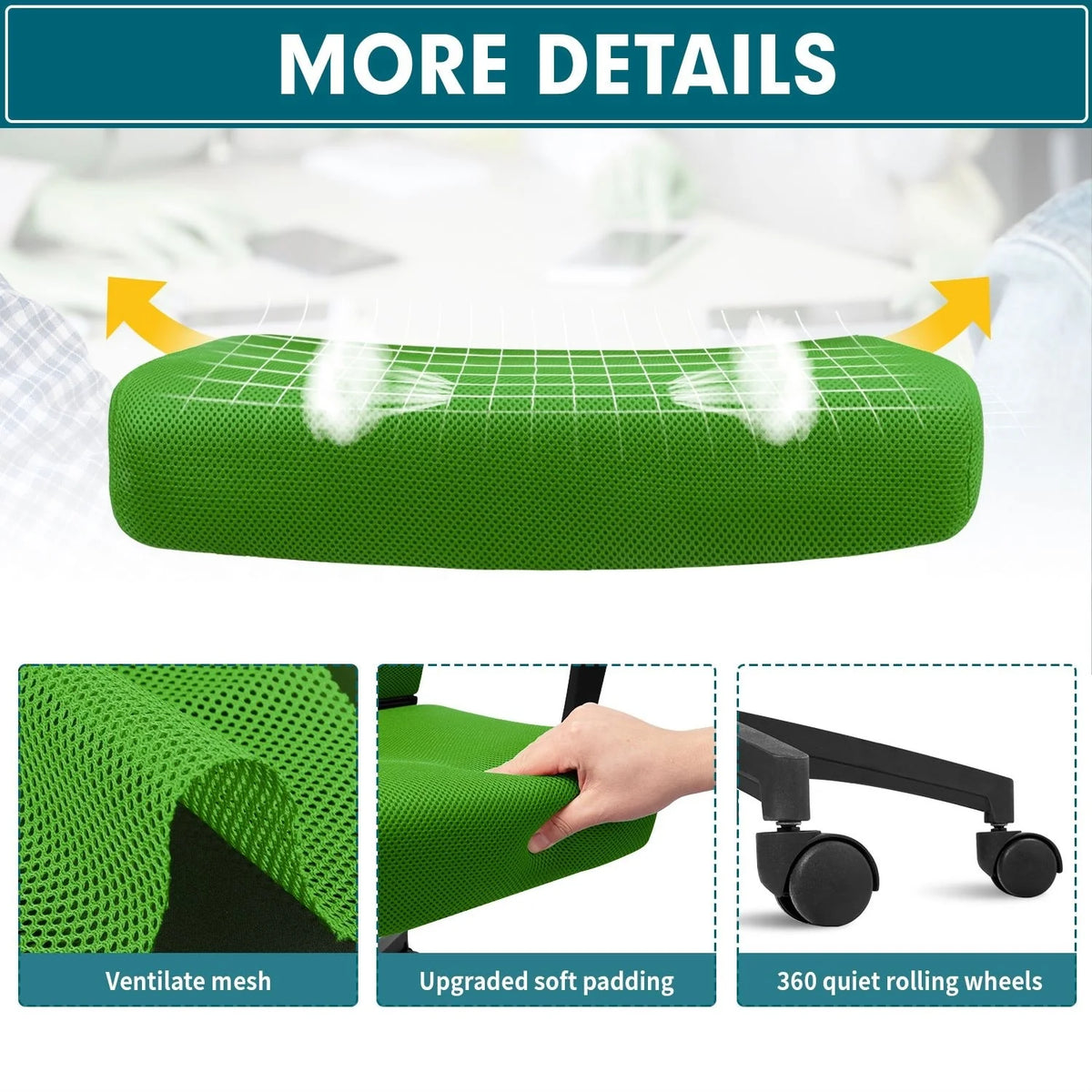 Ergonomic Mesh Office Chair with Lumbar Support, Breathable Computer Desk Chair