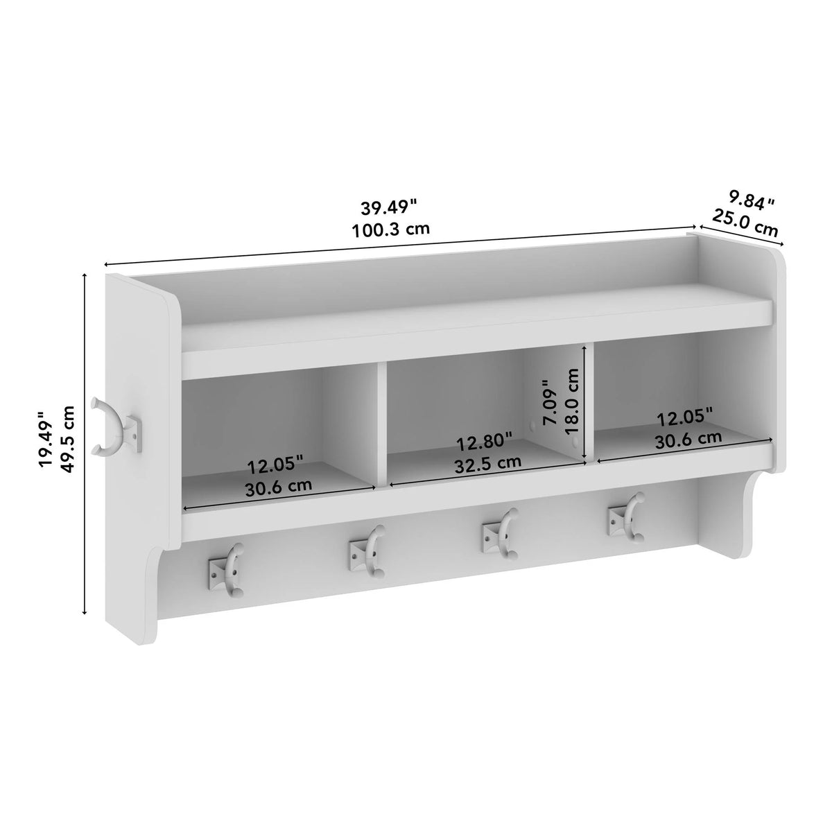 40 Inch Wall Mounted Coat Rack with Shelf, Wooden Entryway Storage and Hanging Organizer