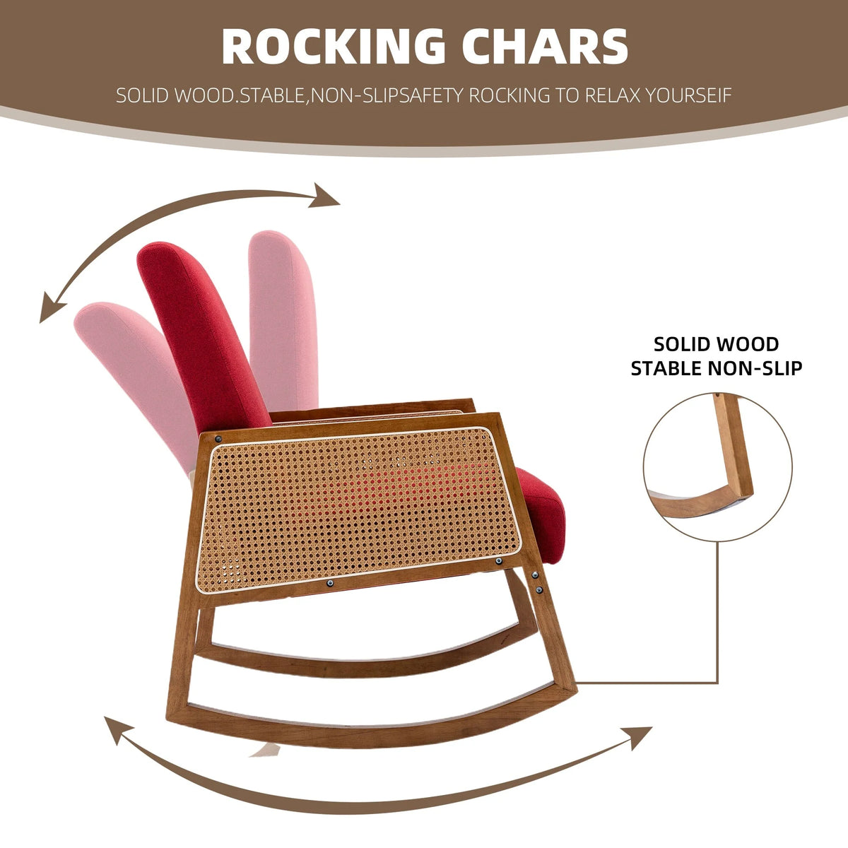Upholstered Tall Back Rocking Chair, Smooth Gliding Accent Armchair for Comfortable Living Room Seating