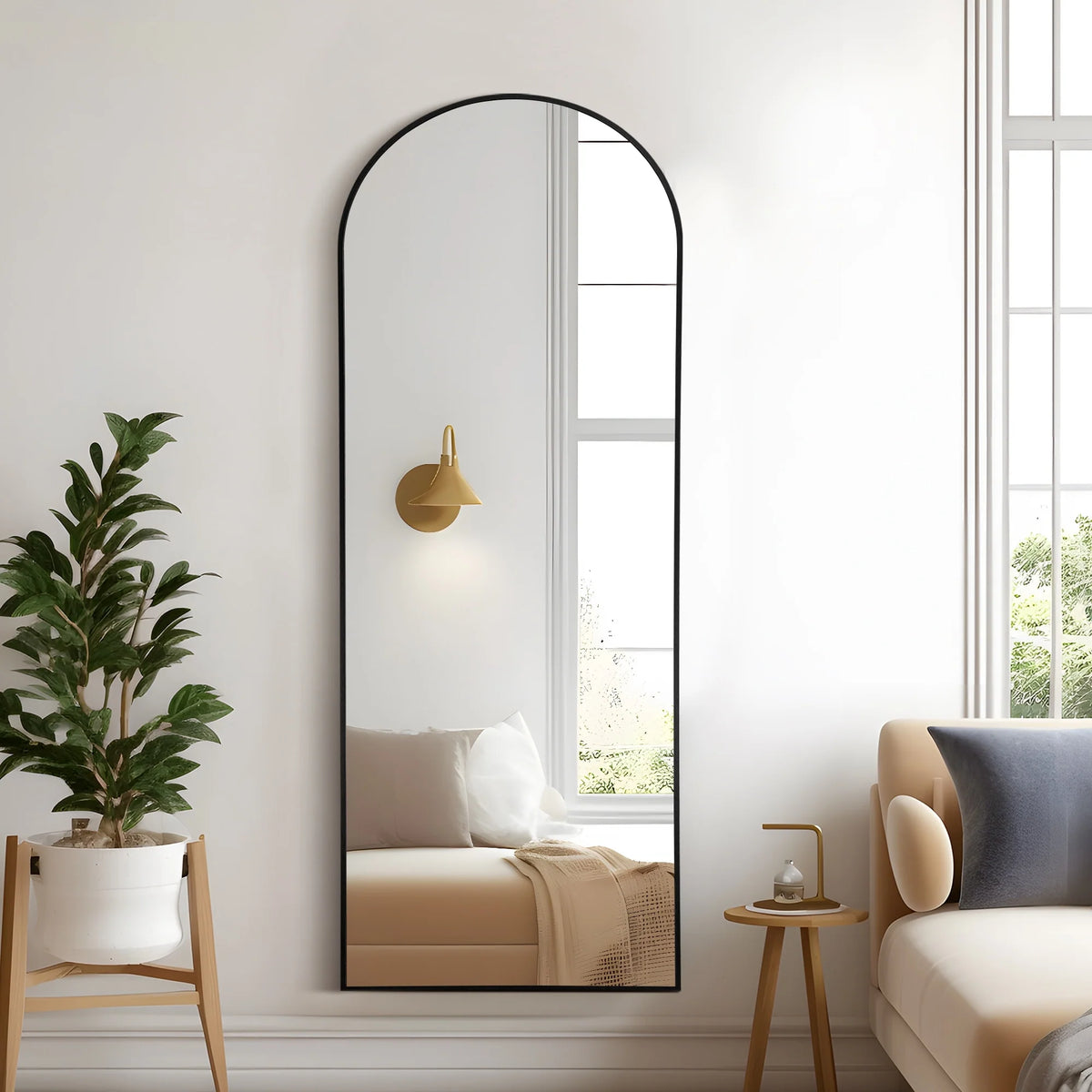 Arched Full Length Floor Mirror, Large Full Body Standing and Wall Mounted Mirror for Bedroom, Living Room and Home Decor