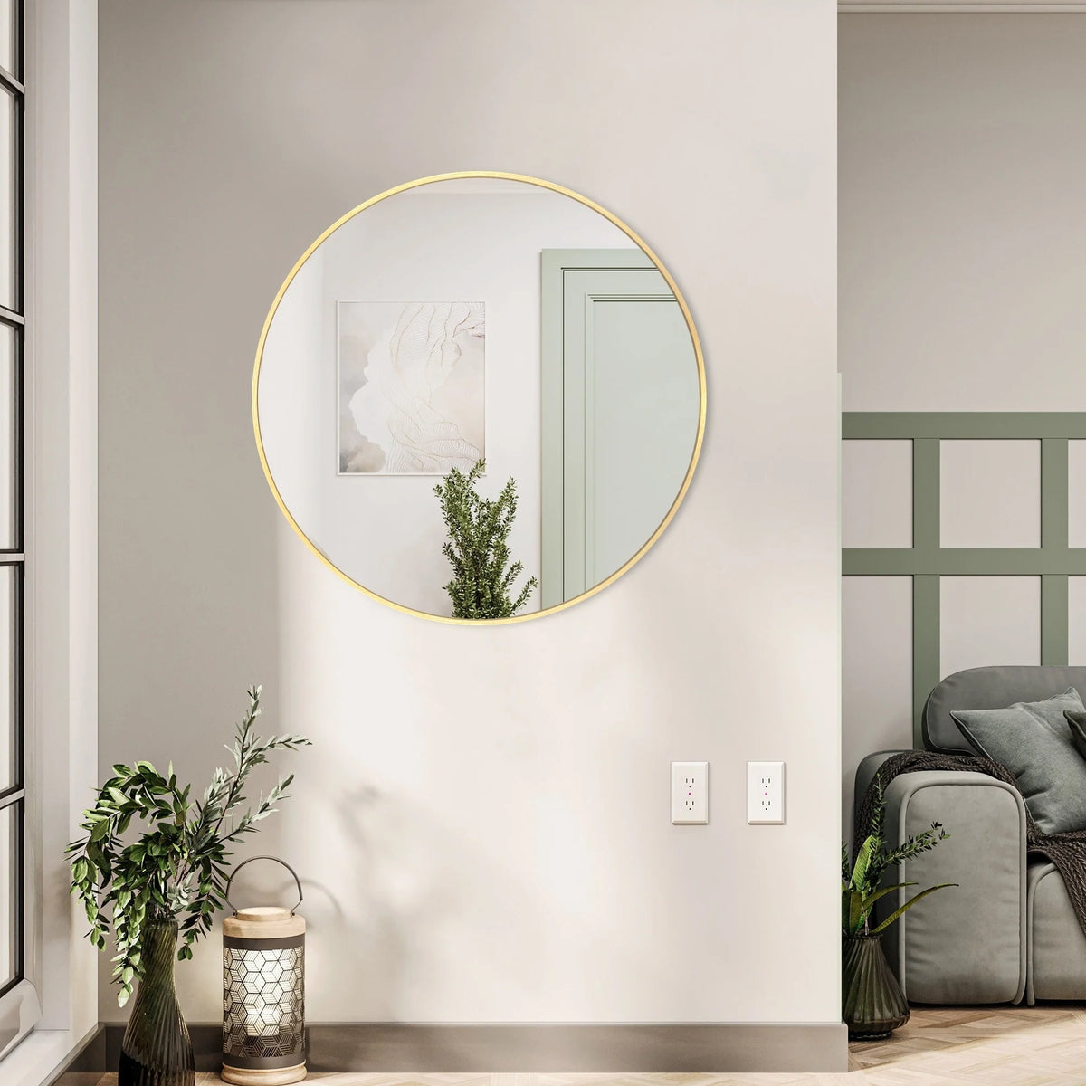 Modern Round Bathroom Vanity Mirror, Wall Mounted Circular Mirror for Bathroom, Bedroom and Home Decor