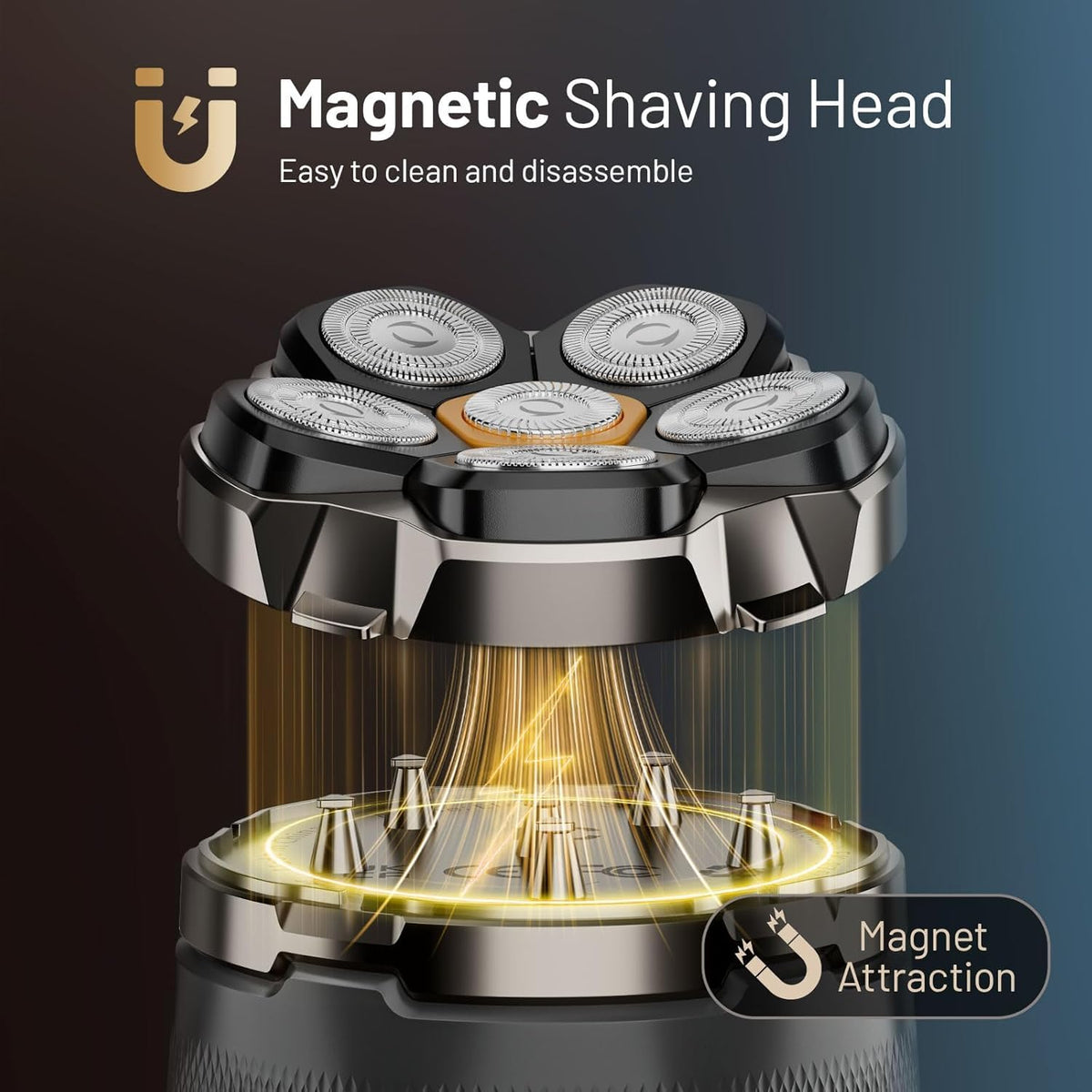 Waterproof Hypoallergenic Head & Face Shaver, Rechargeable Electric Razor for Men��s Scalp and Facial Grooming