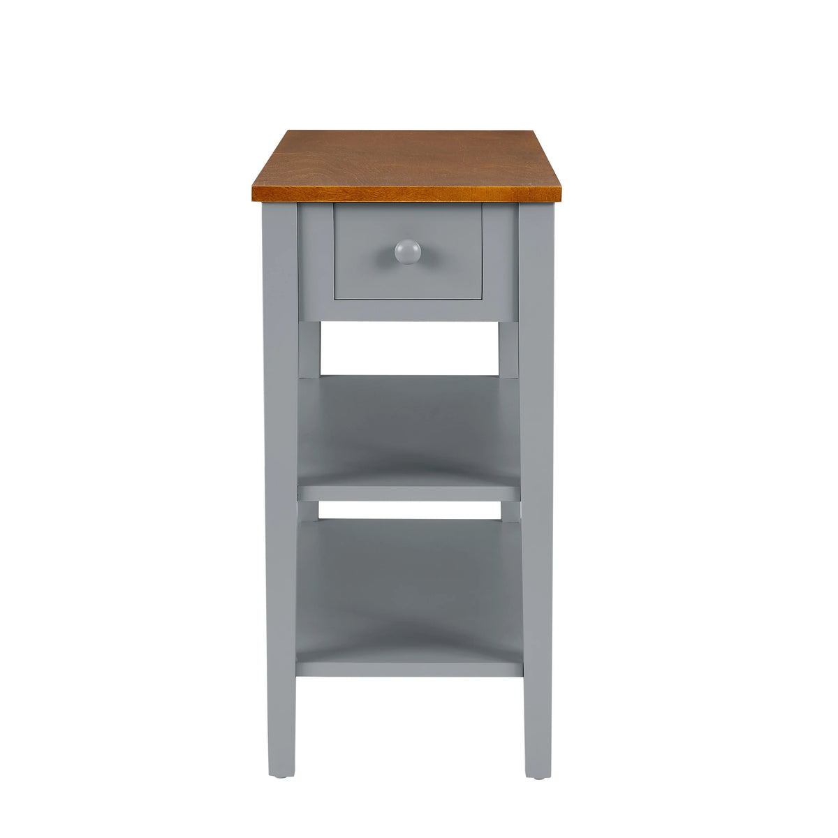 Narrow 2-Tone End Table with USB Charging Ports, Small Space Side Table