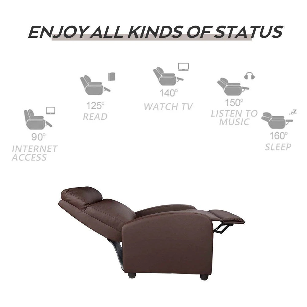 Massage Recliner Chair, PU Faux Leather Home Theater Recliner with Padded Seat