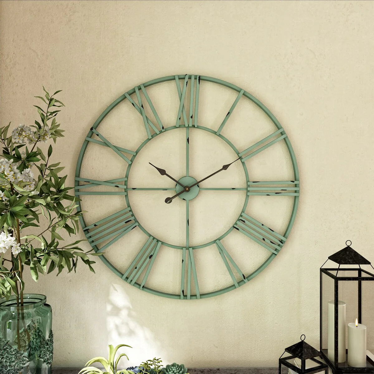 Modern Round Metal Wall Clock, Decorative Circular Hanging Clock for Living Room, Bedroom and Office