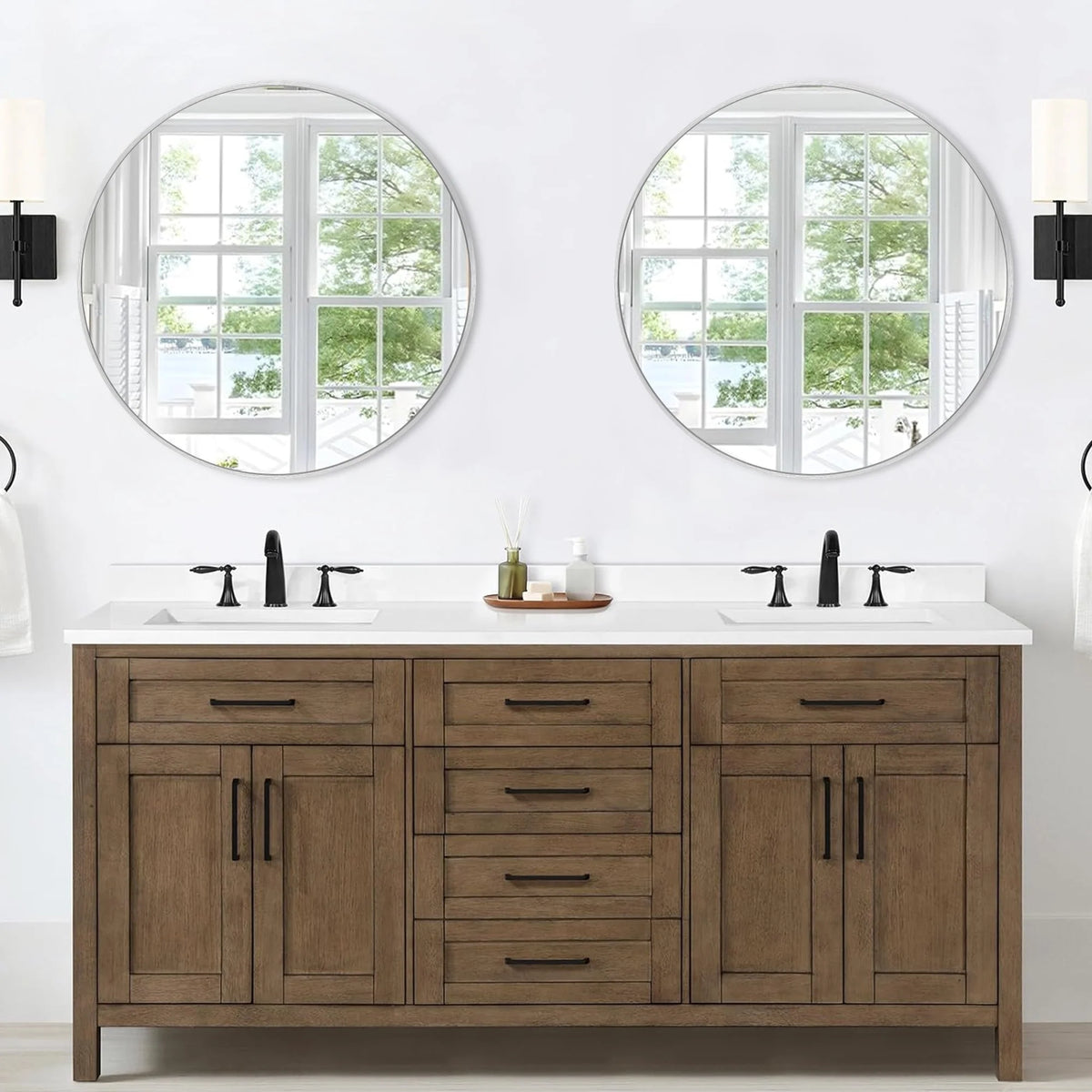 Modern Round Bathroom Vanity Mirror, Wall Mounted Circular Mirror for Bathroom, Bedroom and Home Decor