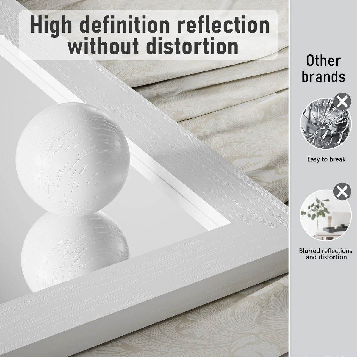 Modern Rectangular Wall Mirror with Wood Frame, Bathroom and Barn Door Mirror, Multiple Sizes