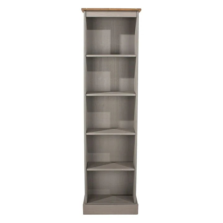 Tall Narrow Wood Bookcase, Slim Freestanding Bookshelf for Small Spaces, Home Office and Living Room