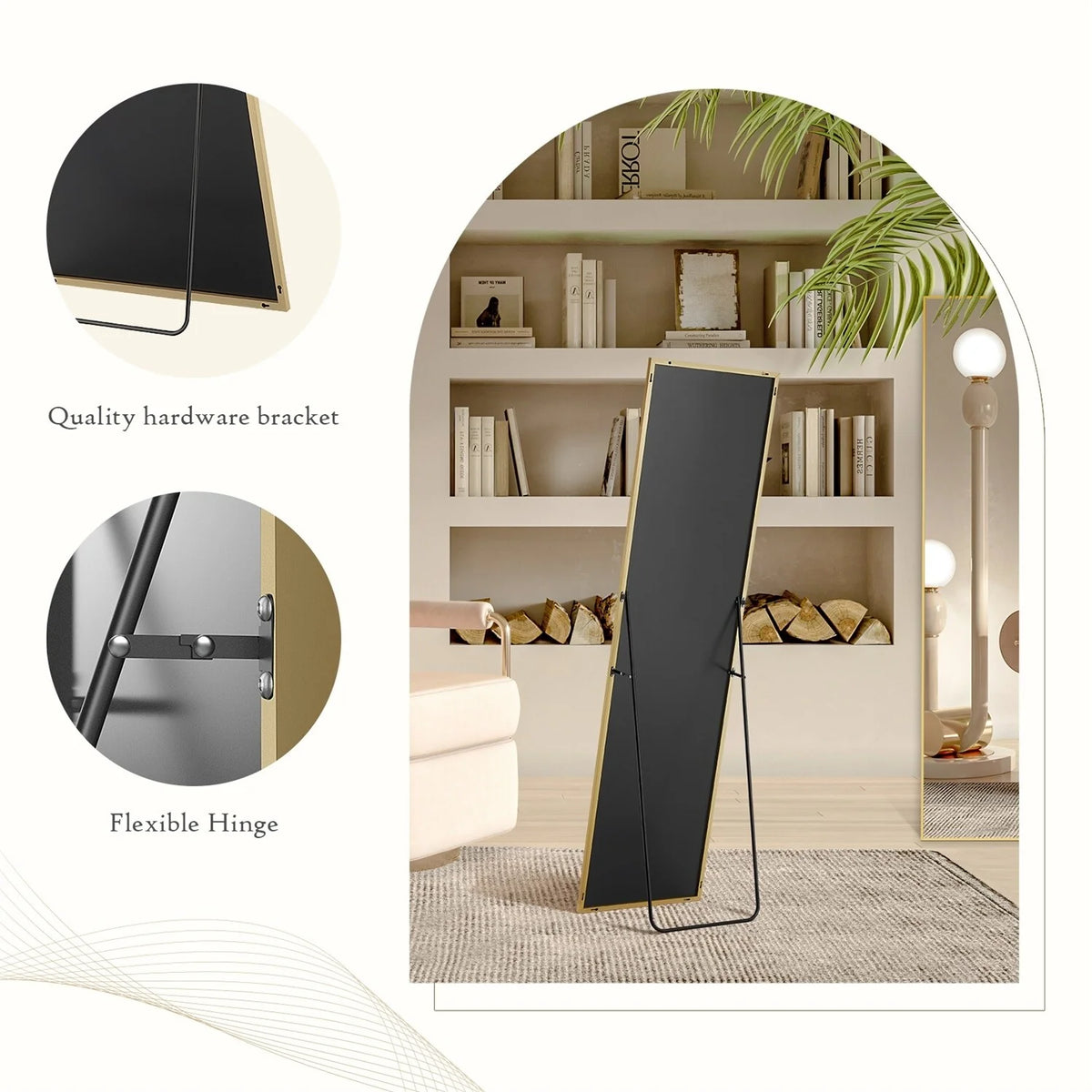 Full Length Mirror with Stand, Aluminum Alloy Frame Full Body Floor Mirror for Bedroom and Cloakroom