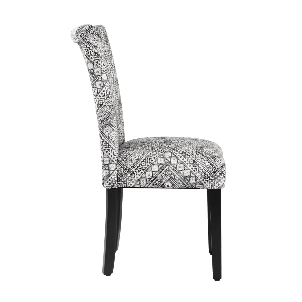 Set of 2 Upholstered Medallion Dining Chairs, Comfortable Parsons Style Chairs for Kitchen and Dining Room