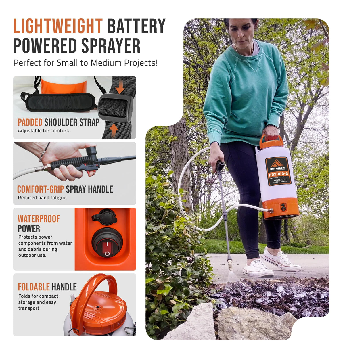 2 Gallon Battery Powered Sprayer, Rechargeable Cordless Electric Pump Sprayer for Garden, Lawn and Outdoor Use