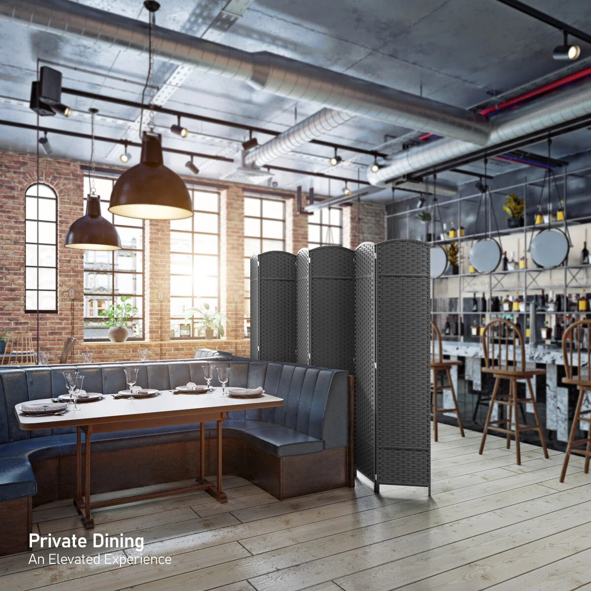 6 Panel Room Divider, 6ft Tall Extra Wide Folding Privacy Screen with Hand-Woven Mesh Panels