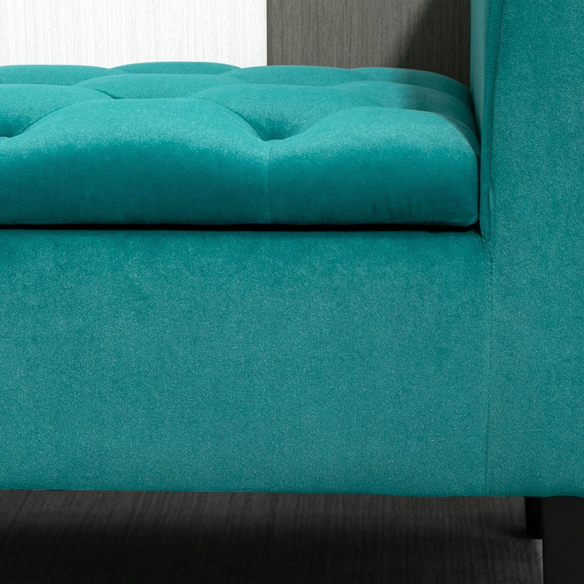 Button-Tufted Storage Ottoman Bench, Upholstered Bed Bench with Rolled Armrests for Bedroom, Living Room and Hallway