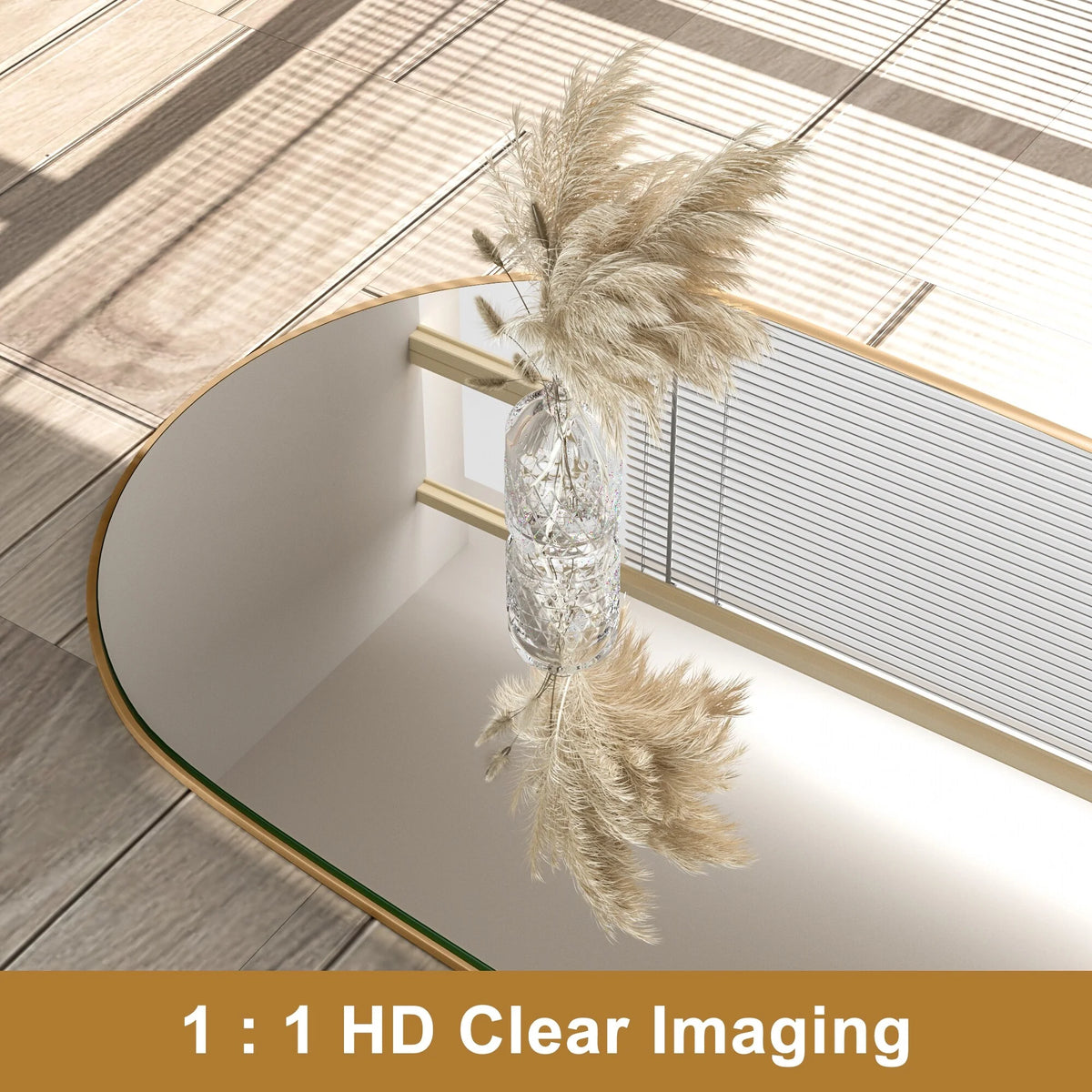 Arched Full Length Wood Floor Mirror, Full Body Standing and Wall Mounted Mirror for Bedroom, Living Room and Home Decor