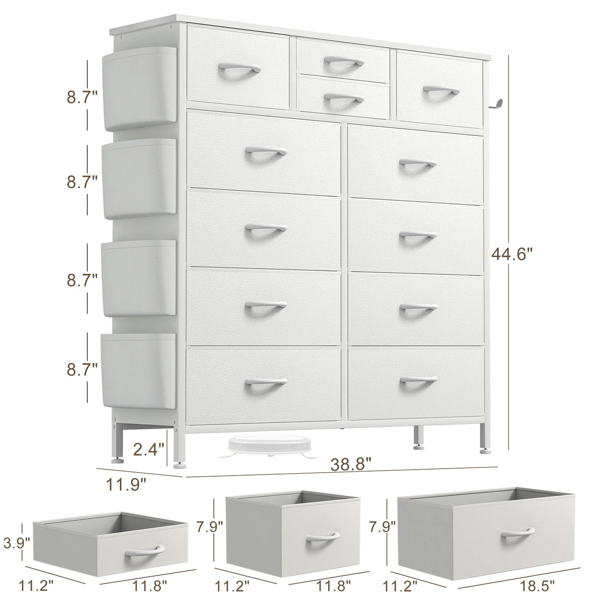 12 Drawer Fabric Dresser, Tall Bedroom Chest of Drawers with Storage