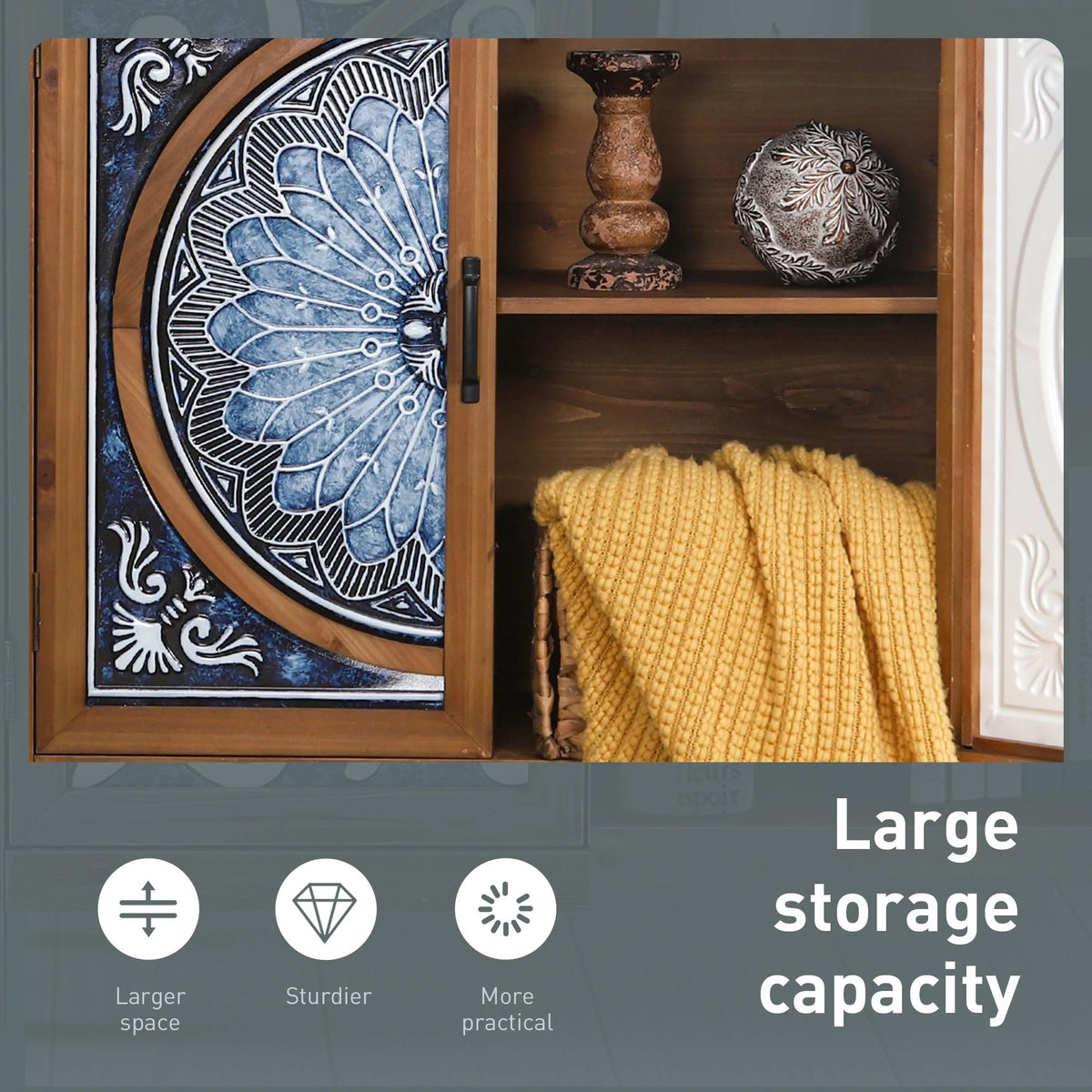 Vintage Storage Accent Cabinet, Small Sideboard Buffet Cabinet for Bedroom, Living Room and Entryway