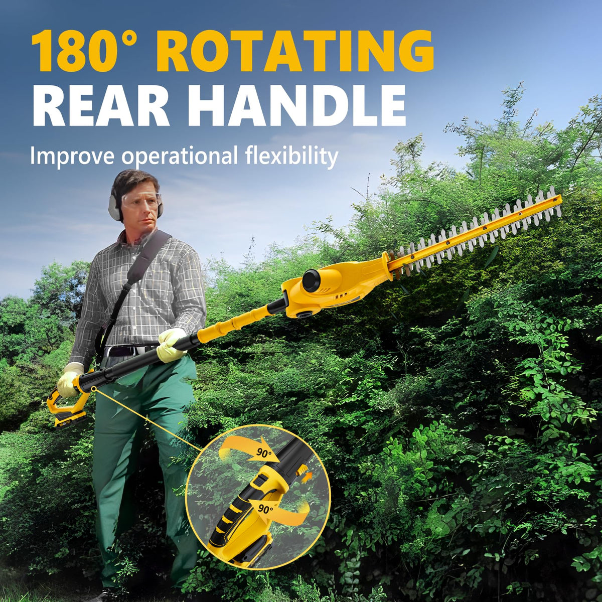 20V MAX Cordless Pole Hedge Trimmer, 2 x 2.0Ah Batteries and Charger Included