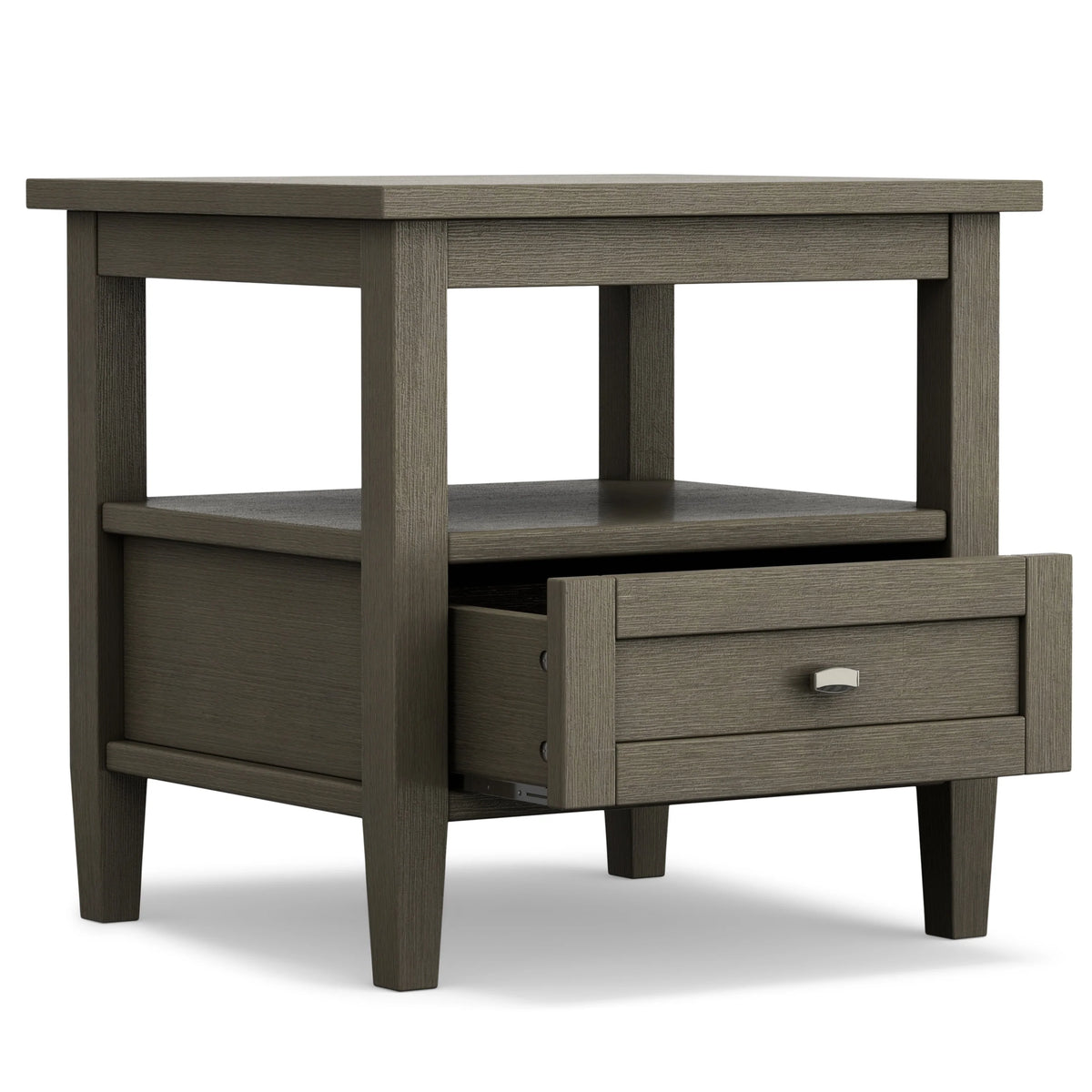 20 Inch Wide Solid Wood Rectangle End Table, Transitional Side Table