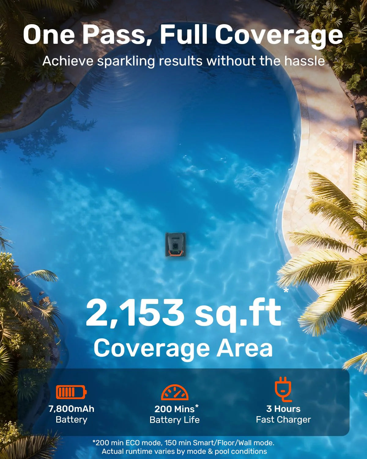 Cordless Robotic Pool Vacuum Cleaner, Smart Navigation with Wall and Waterline Cleaning