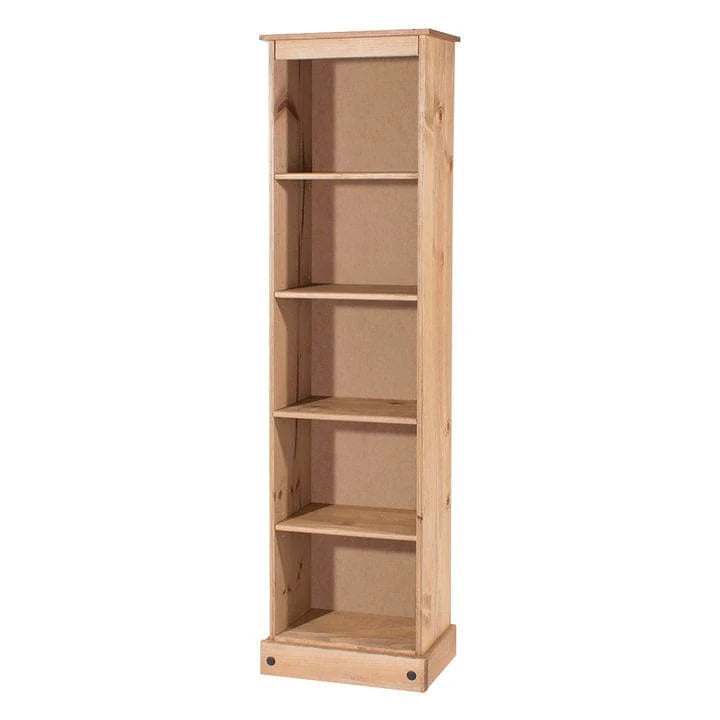 Tall Narrow Wood Bookcase, Slim Freestanding Bookshelf for Small Spaces, Home Office and Living Room