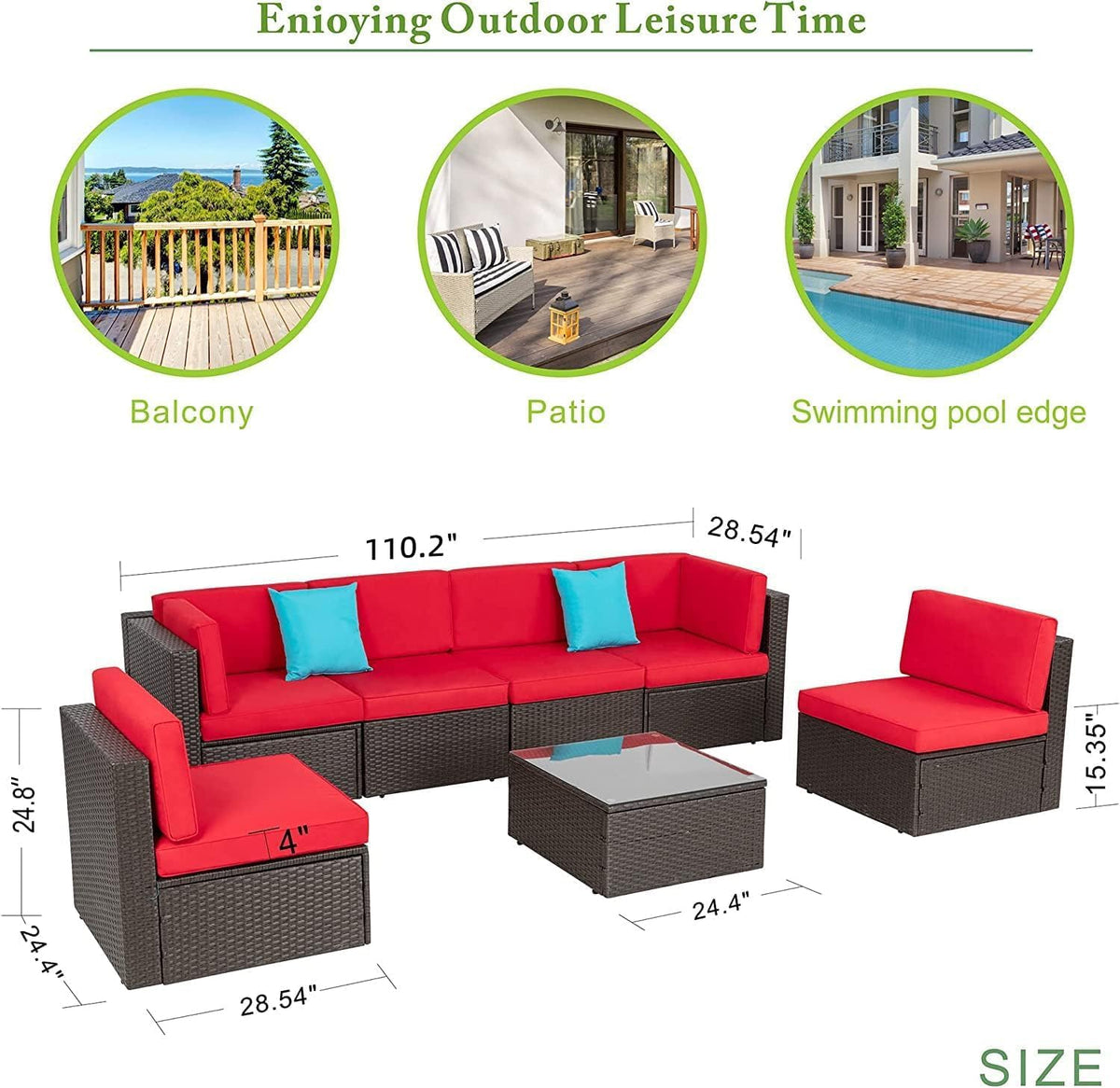 5-Piece All-Weather Patio Furniture Set with Ottoman, Outdoor Wicker Conversation Sofa Set with Cushions for Garden, Deck & Backyard