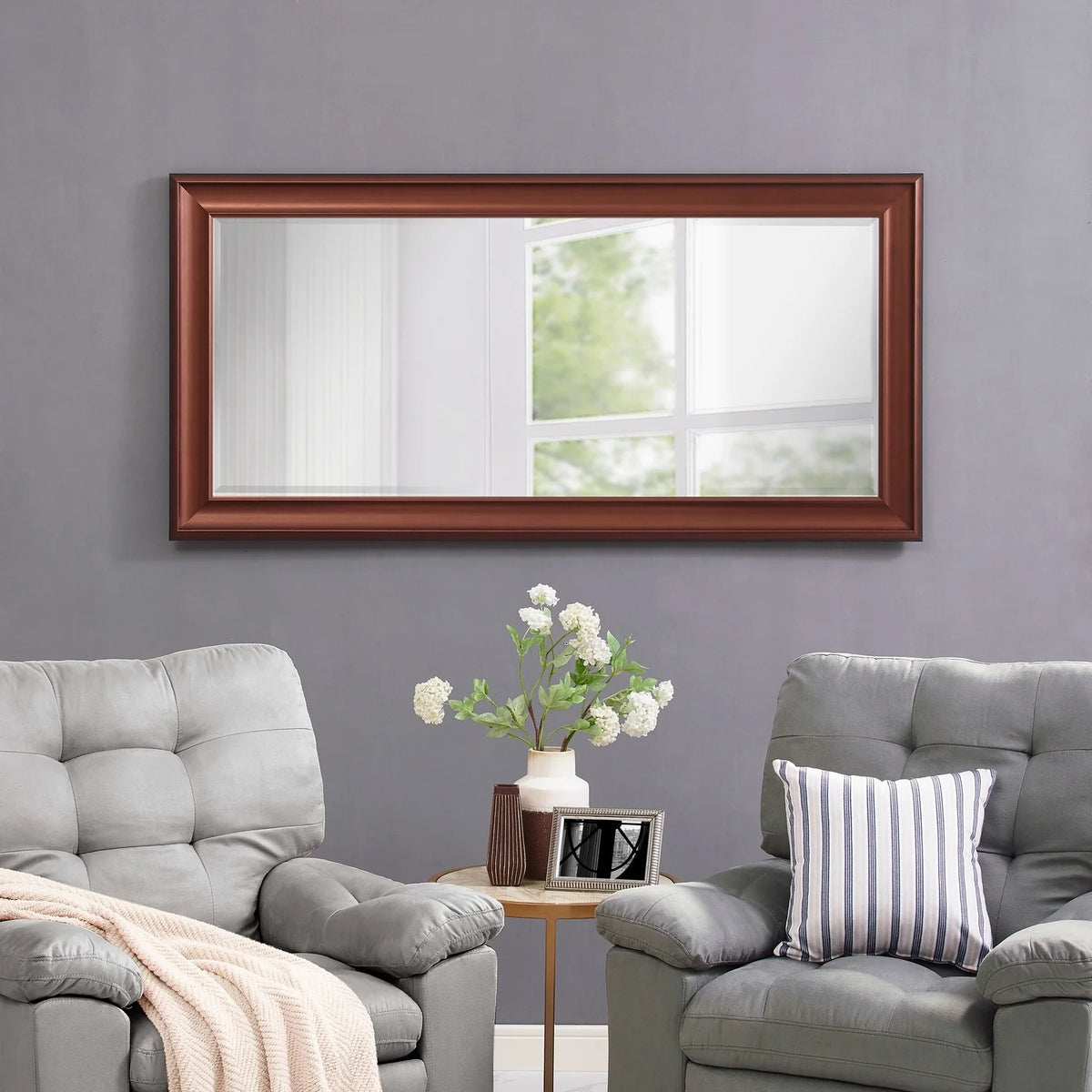 Tall Full Length Mirror, Oversized Rectangle Full Body Wall Mounted Mirror with Smooth Faux Wood Frame